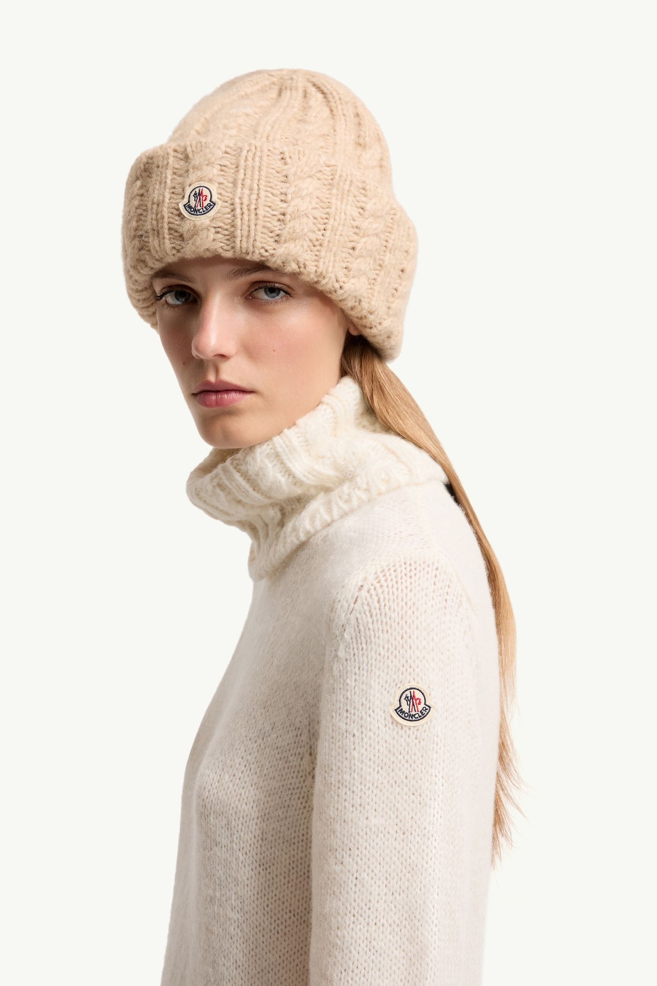 Alpaca Blend Knit Polo Neck Dress Women White Moncler 1