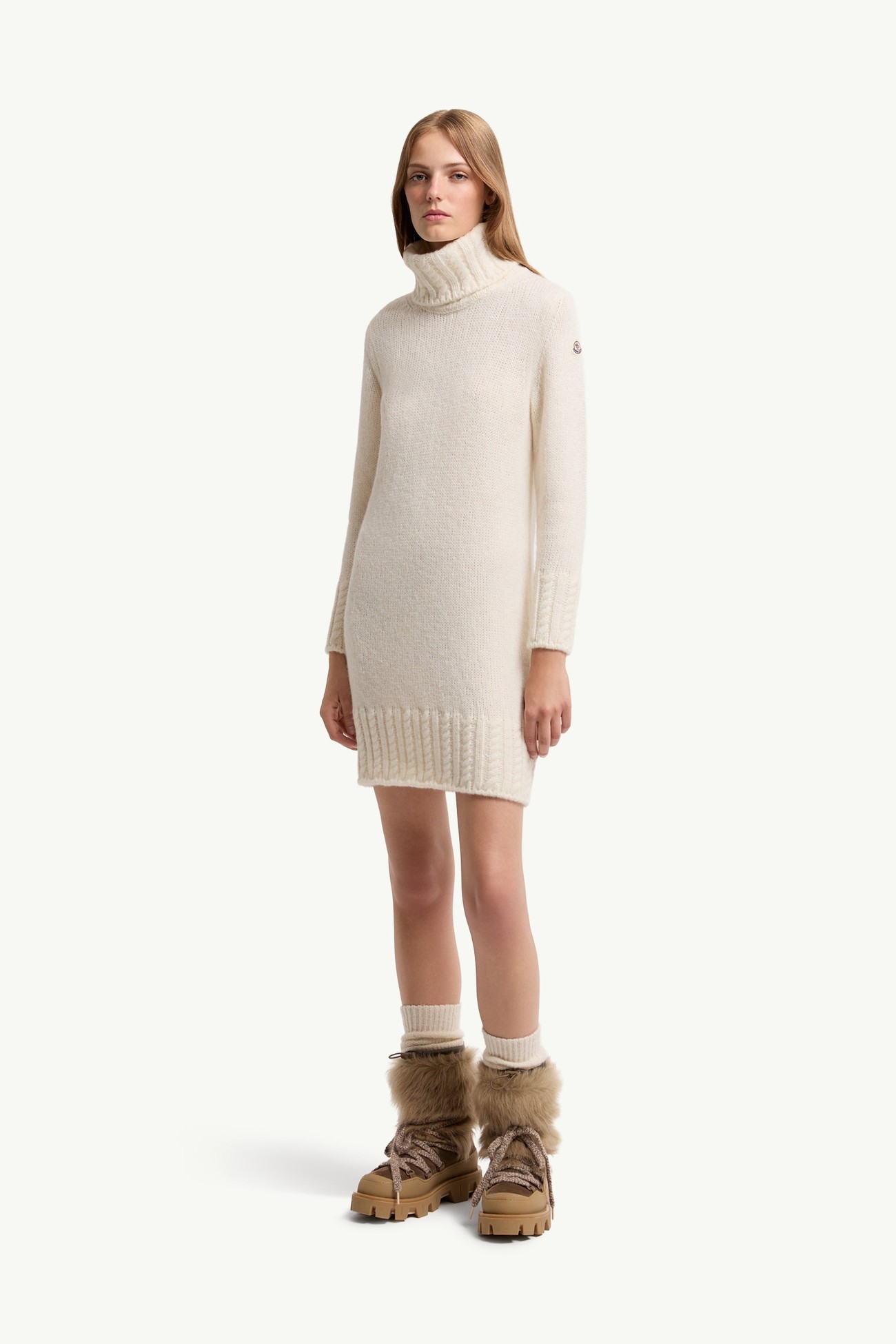 Robe à col roulé en maille d'alpaga mélangé Femmes Blanc Moncler 3