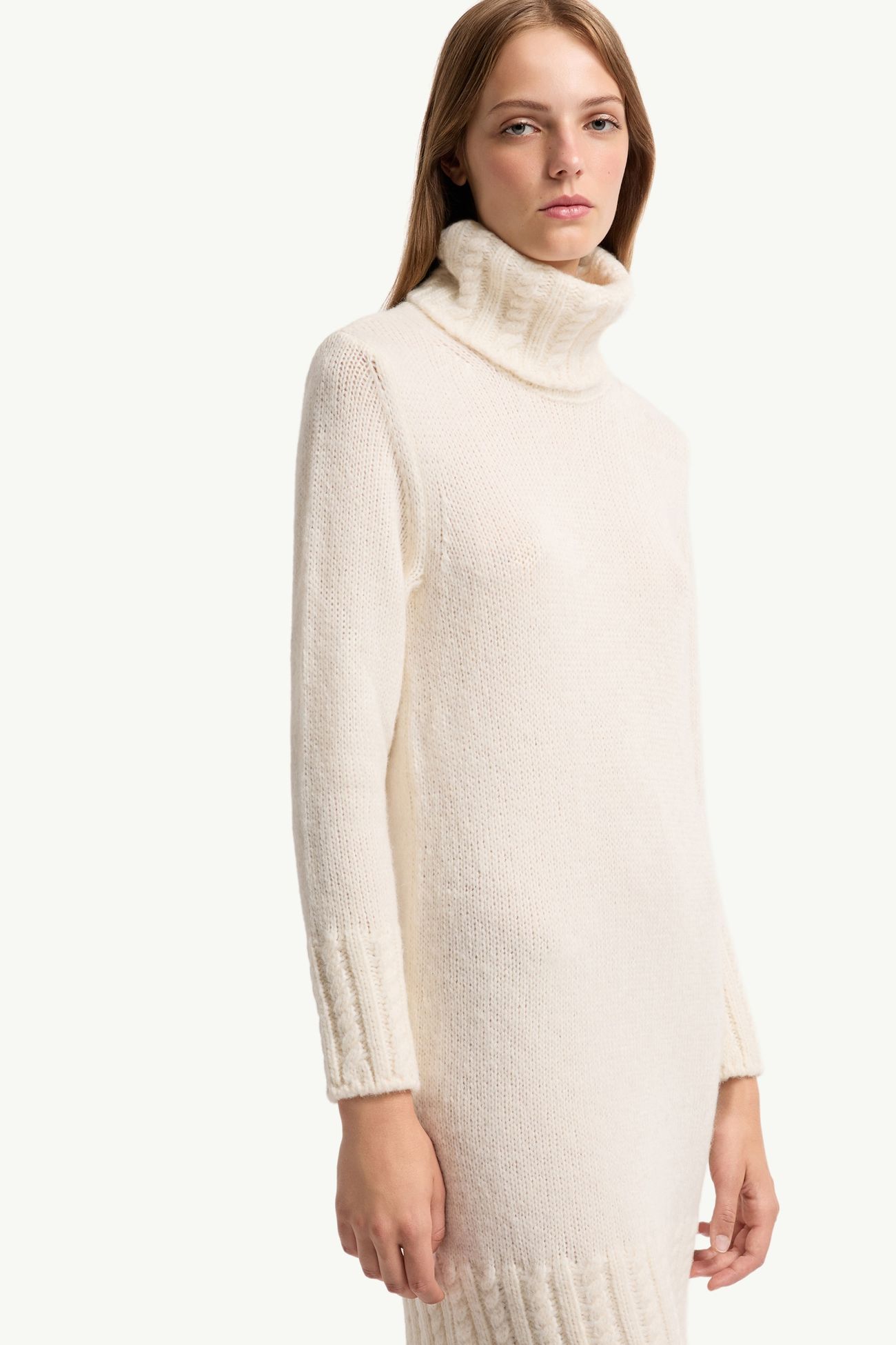 Abito Dolcevita in Maglia Misto Alpaca Donna Bianco Moncler 5