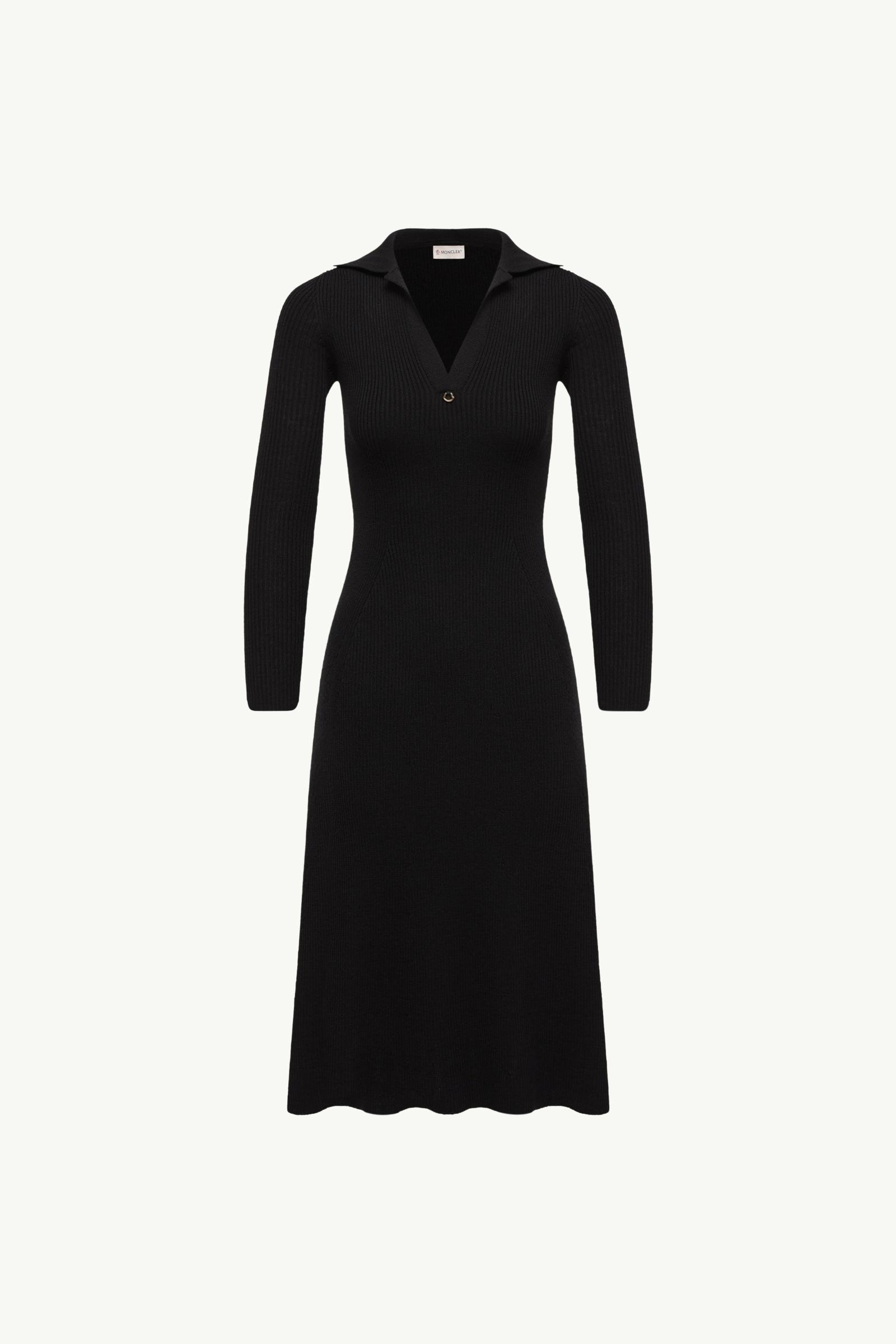 Wool Blend Knee-Length Polo Dress Women Black Moncler, 1 of 0