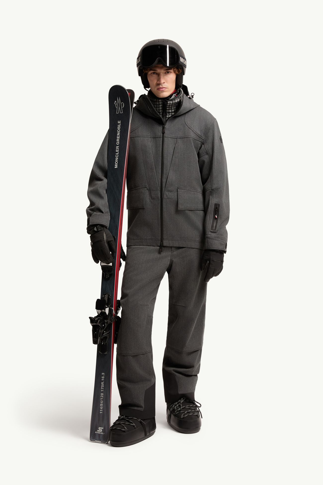 Giacca da sci Ardiden in lana con cappuccio Uomo Grigio Scuro Moncler 0