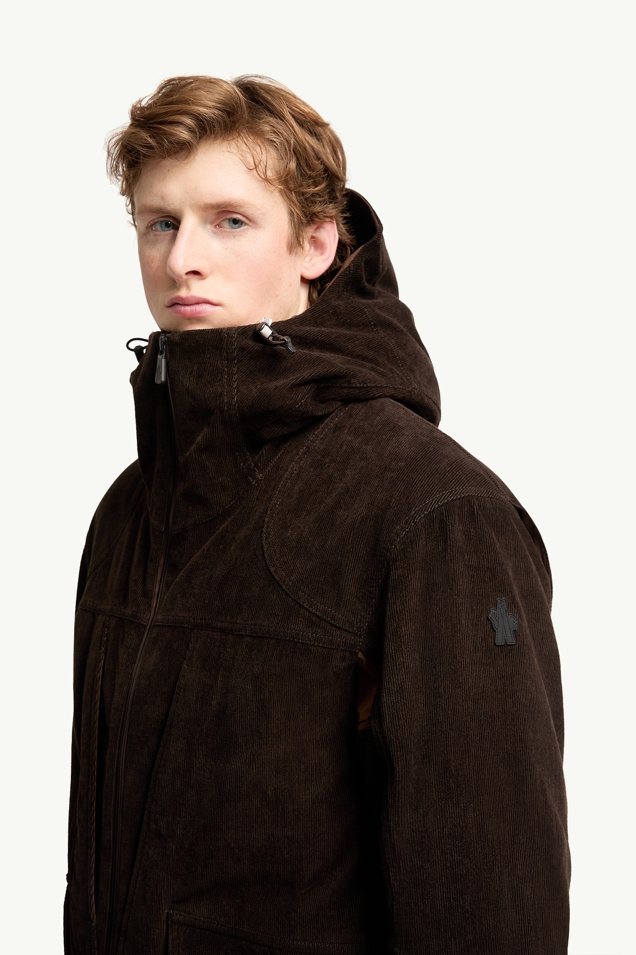 Airolo Corduroy Insulated Hooded Ski Jacket Men Dark Brown Moncler 1