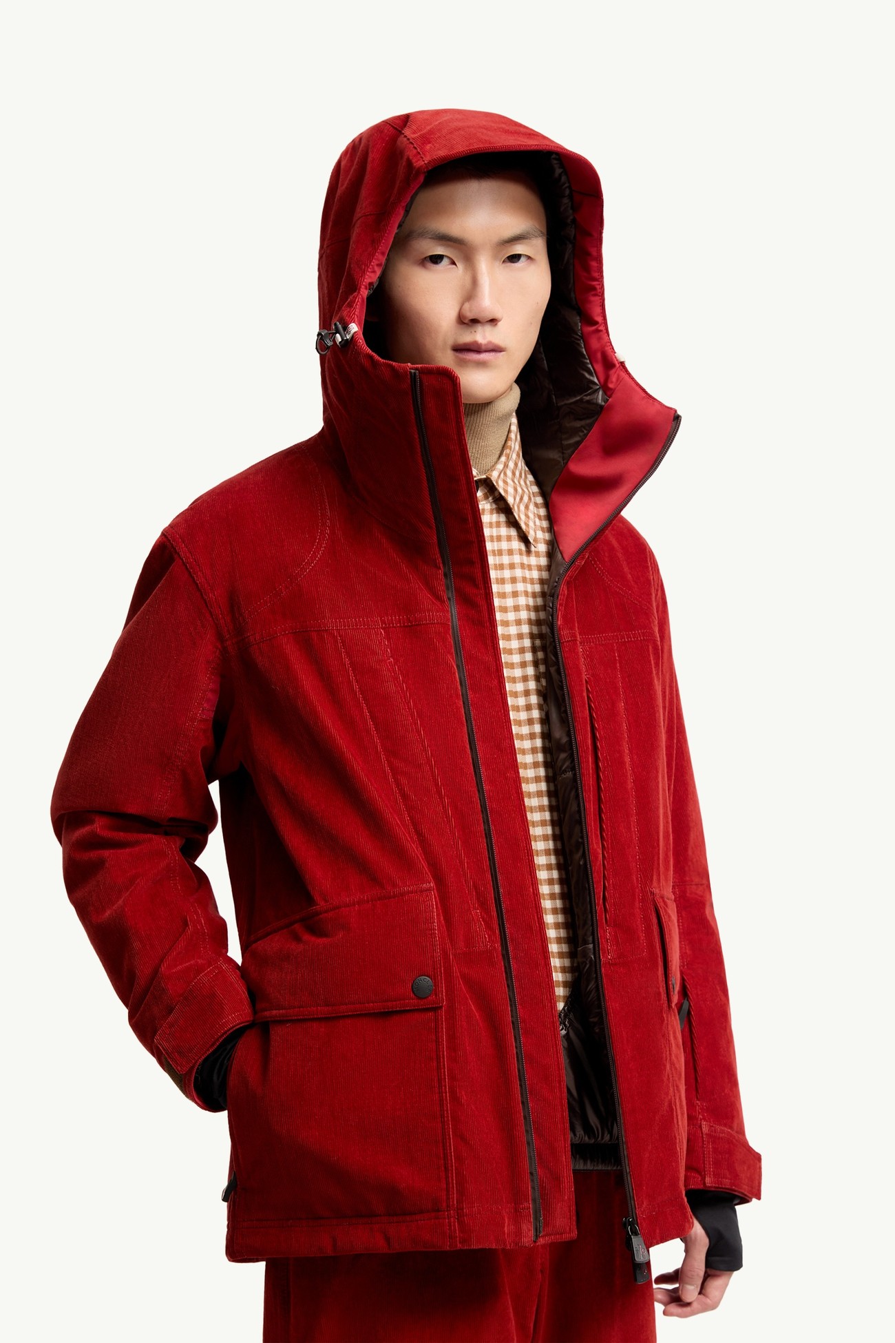Airolo燈芯絨保暖連帽滑雪外套 男士 深紅色 Moncler 6