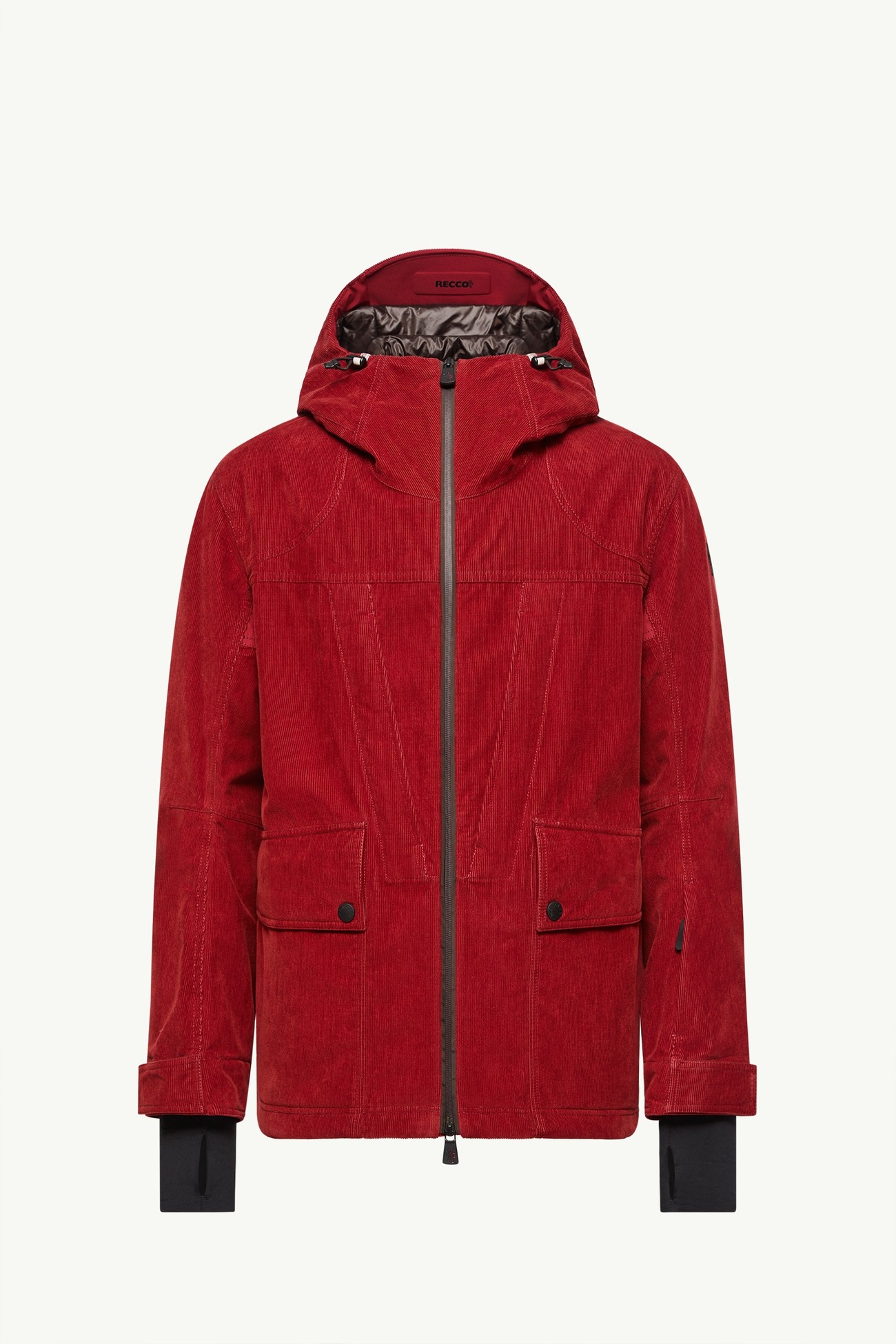 Chaqueta de esquí aislante de pana con capucha Airolo Hombre Rojo Oscuro Moncler 2