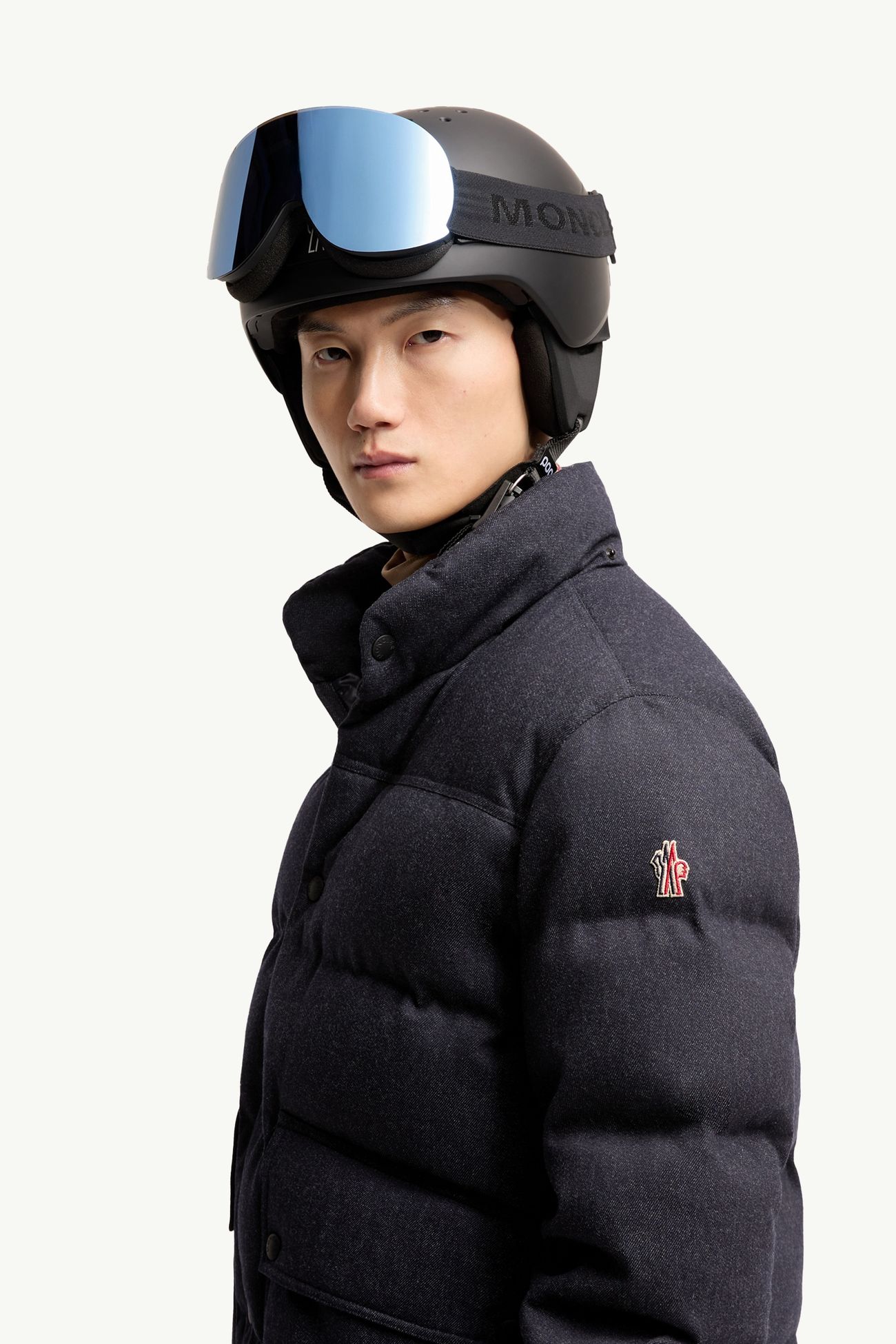 Servance羊毛牛仔布連帽滑雪羽絨外套 男士 深藍色 Moncler 1
