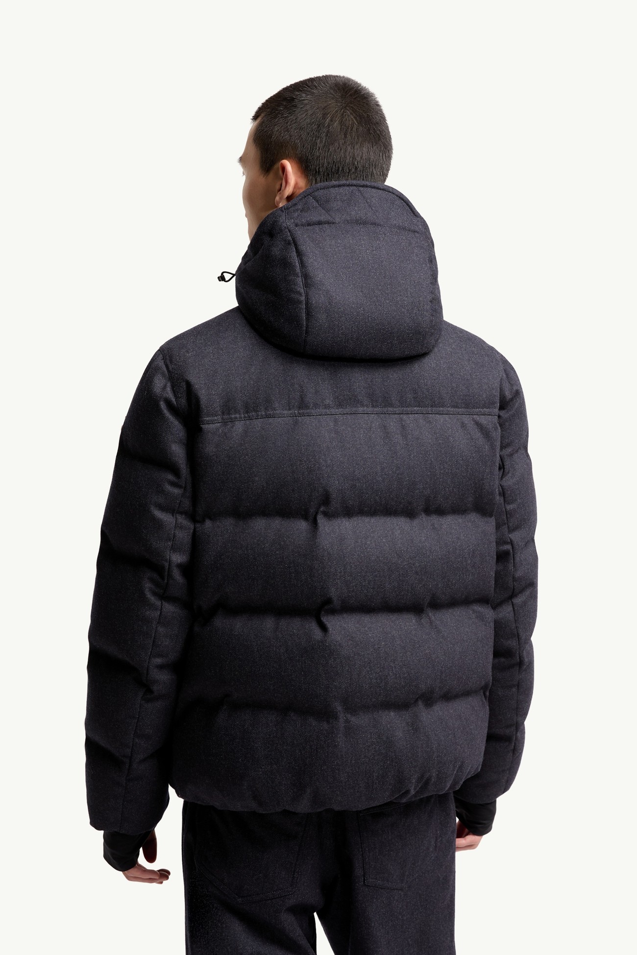 Servance Wool Denim Hooded Down Ski Jacket Men Dark Blue Moncler 4