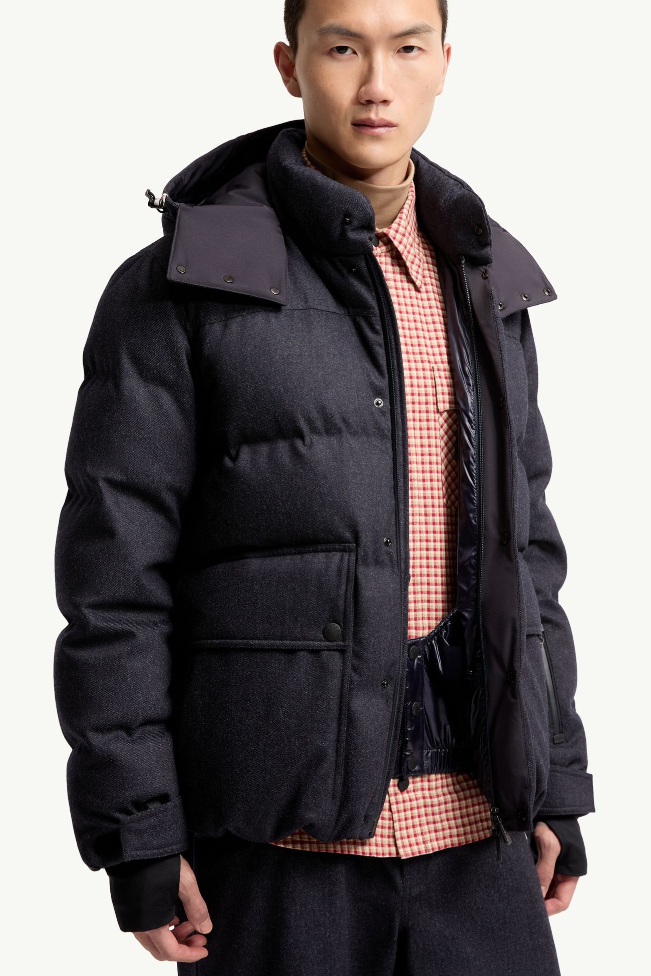 Giacca da Sci Imbottita in Lana e Denim Servance Uomo Blu Scuro Moncler 5