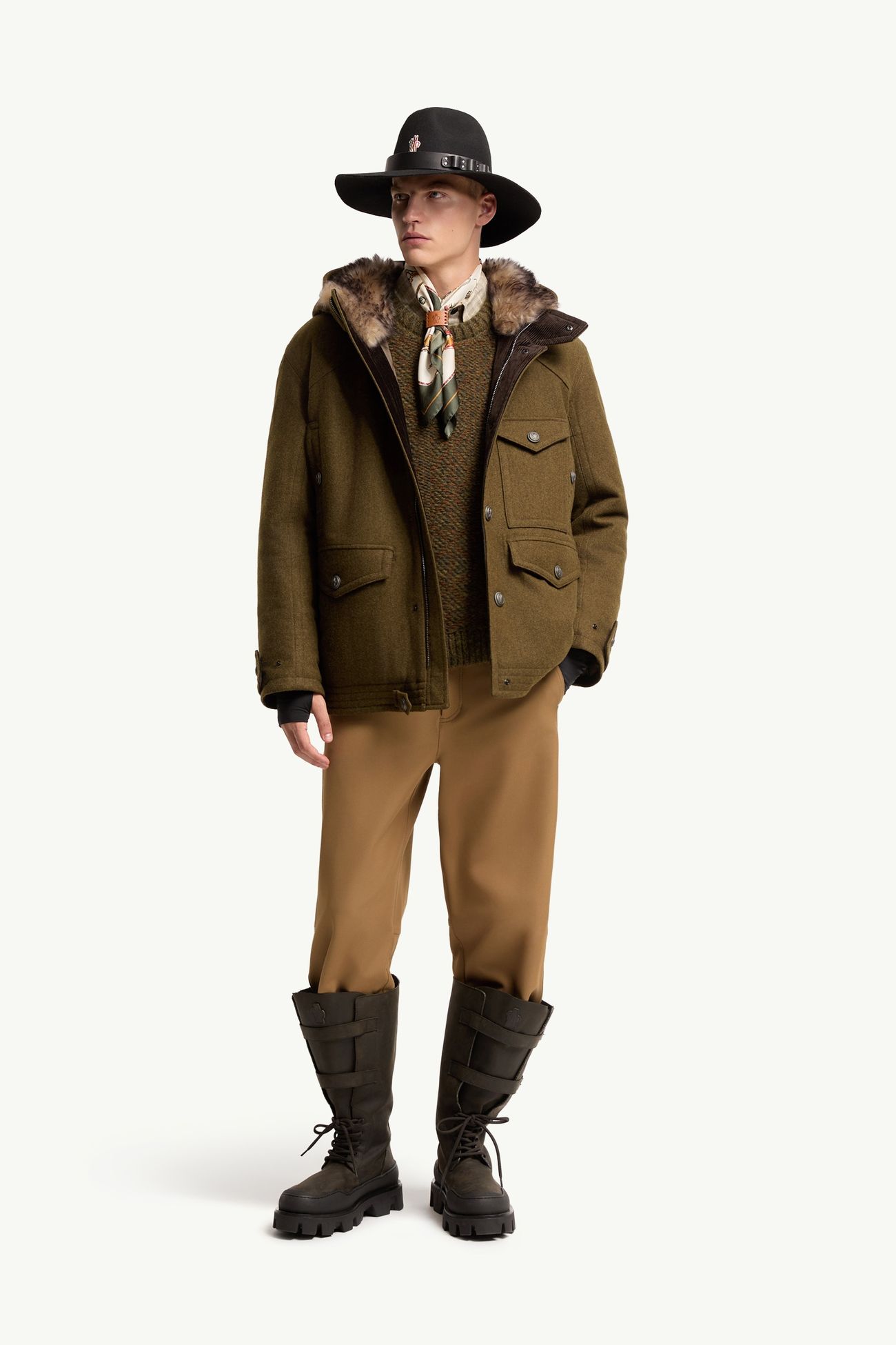 Cooper Hooded Shearling-Trimmed Padded Mid-Length Jacket Men Brown Moncler 0
