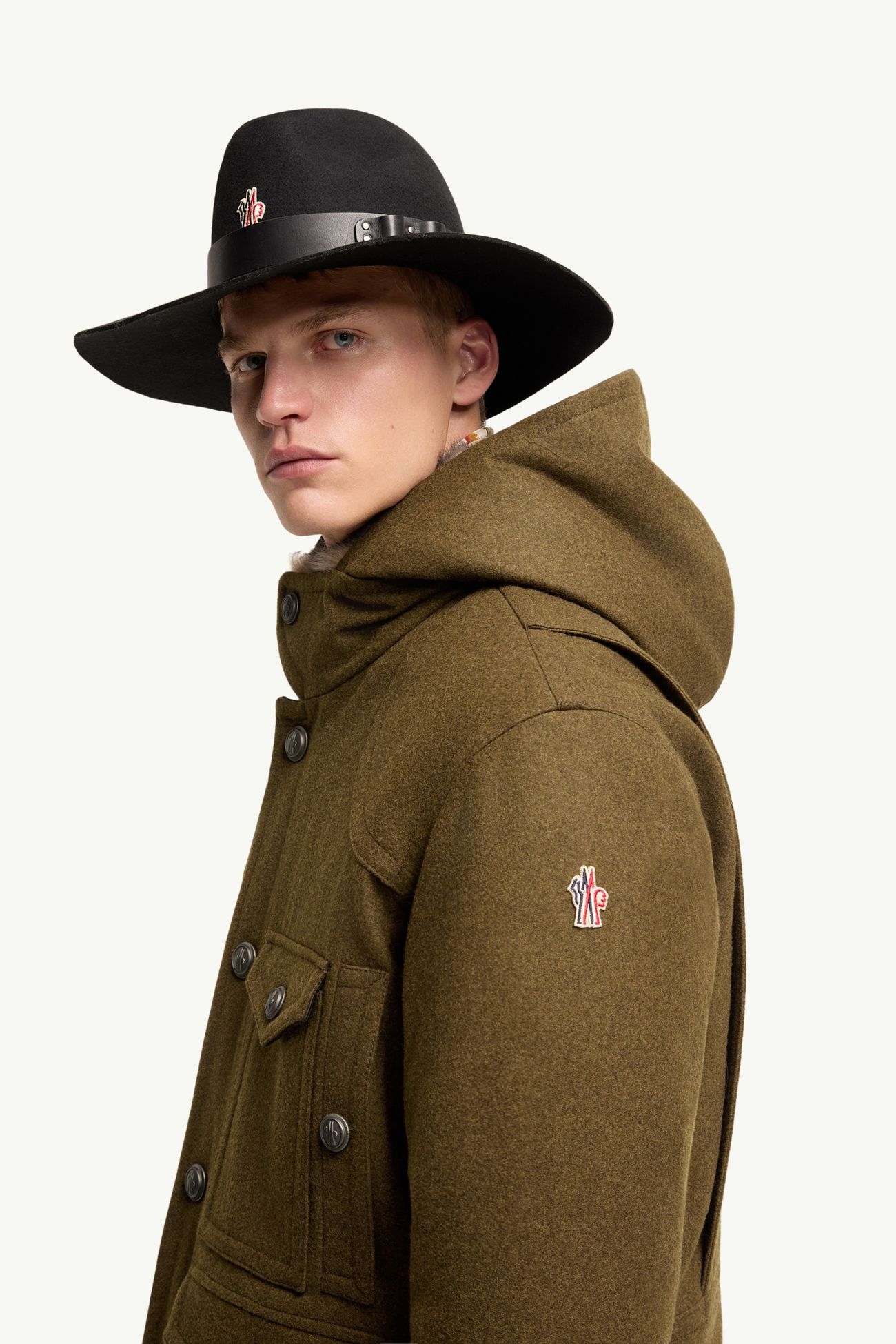 Cooper Hooded Shearling-Trimmed Padded Mid-Length Jacket Men Brown Moncler 1