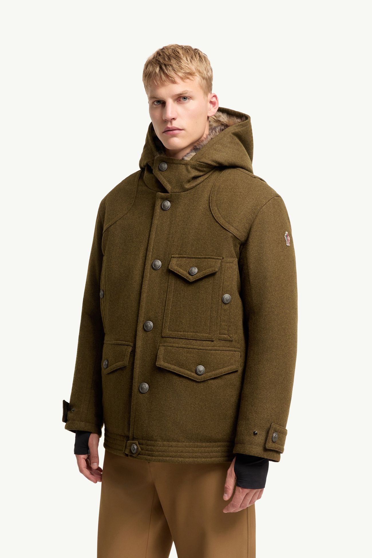 Cooper Hooded Shearling-Trimmed Padded Mid-Length Jacket Men Brown Moncler 3