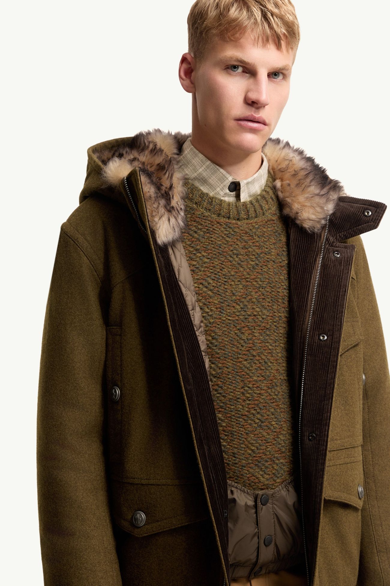 Cooper Hooded Shearling-Trimmed Padded Mid-Length Jacket Men Brown Moncler 5