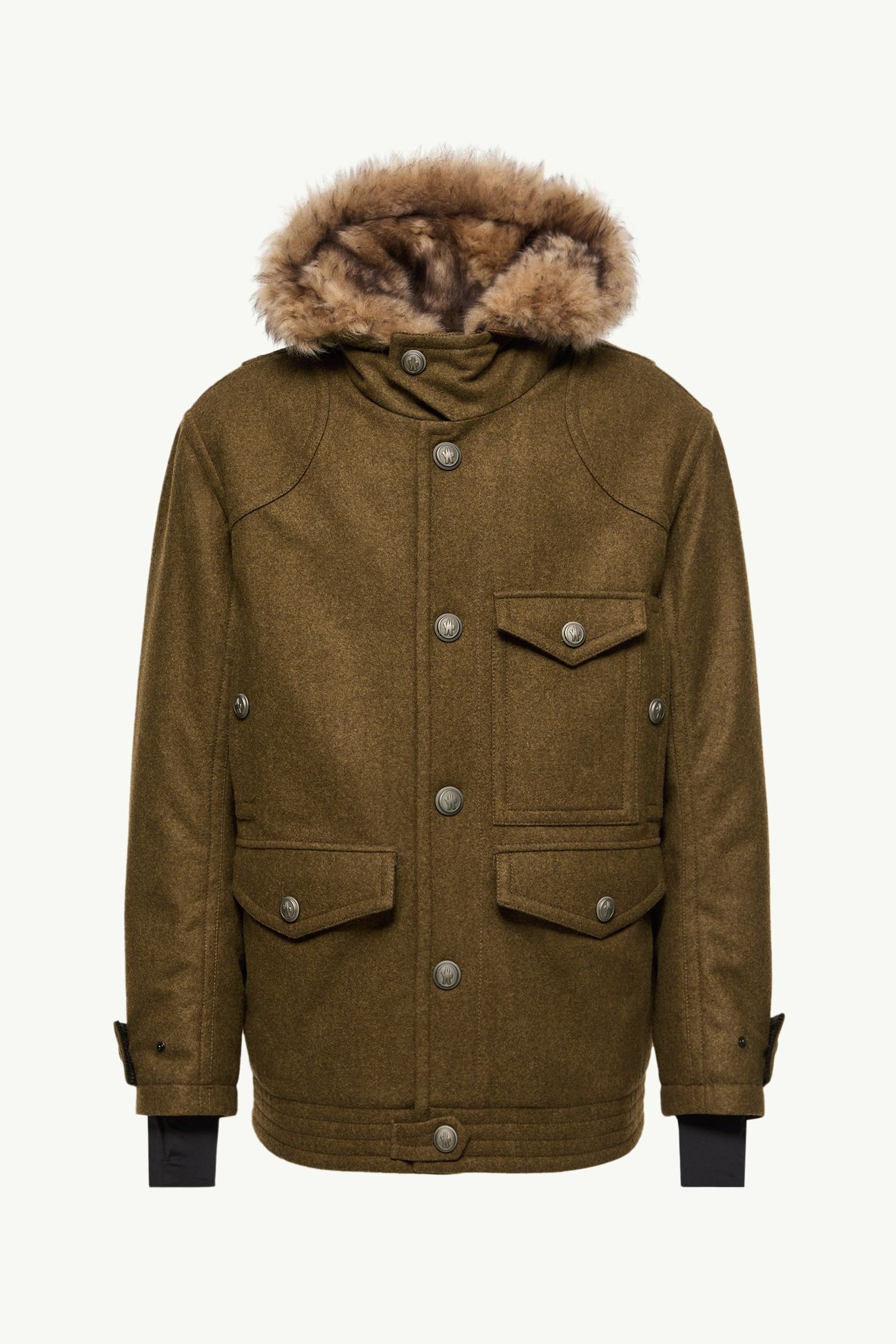 Cooper Hooded Shearling-Trimmed Padded Mid-Length Jacket Men Brown Moncler 2