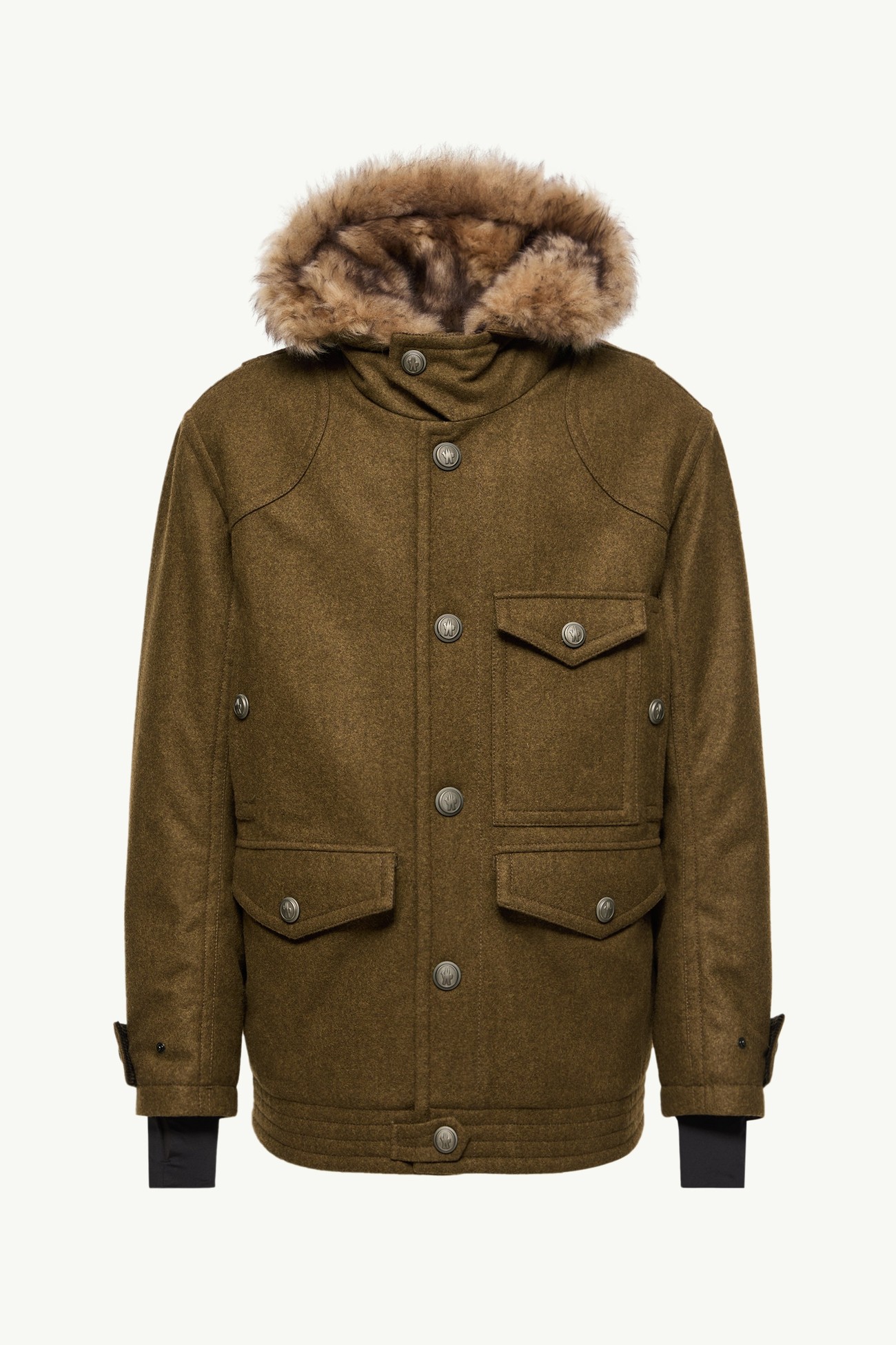 Cooper Hooded Shearling-Trimmed Padded Mid-Length Jacket Men Brown Moncler 2