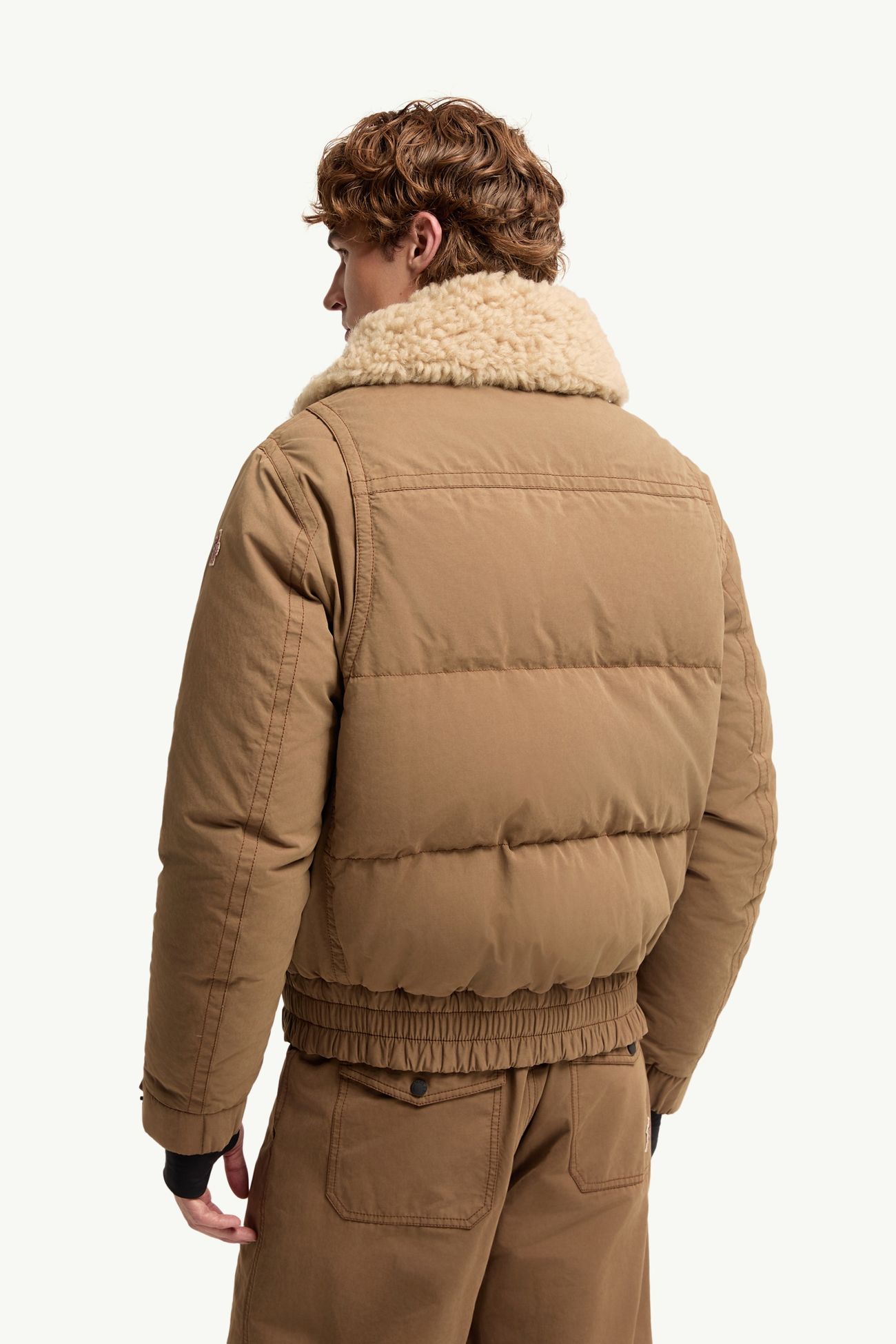 Plumífero cazadora de lona con ribetes de lana de oveja joven Alpental Hombre Beige Camel Moncler 4