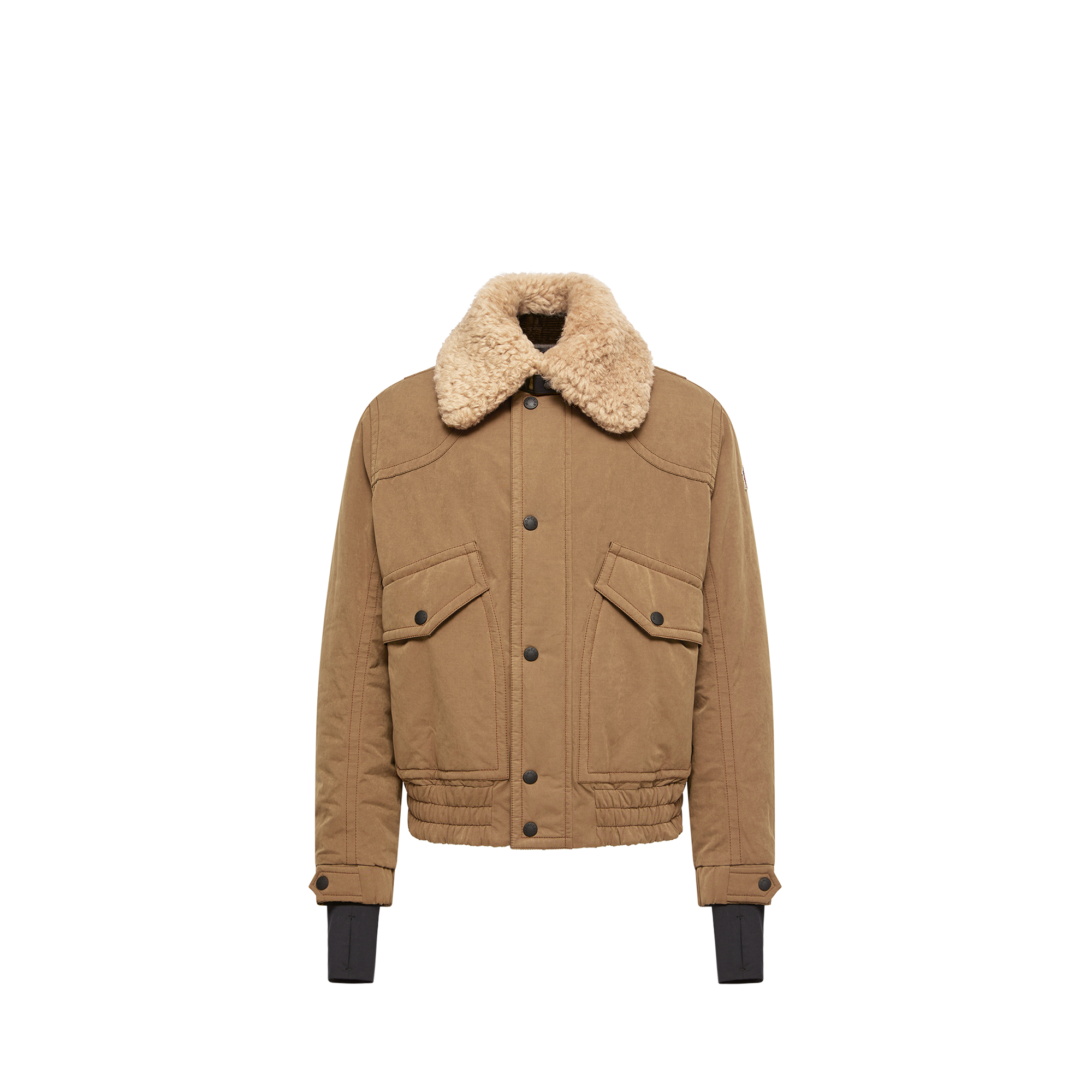 Moncler Alpental Shearling-trimmed Canvas Down Bomber Jacket, Men, Beige, Size: 2 In Brown