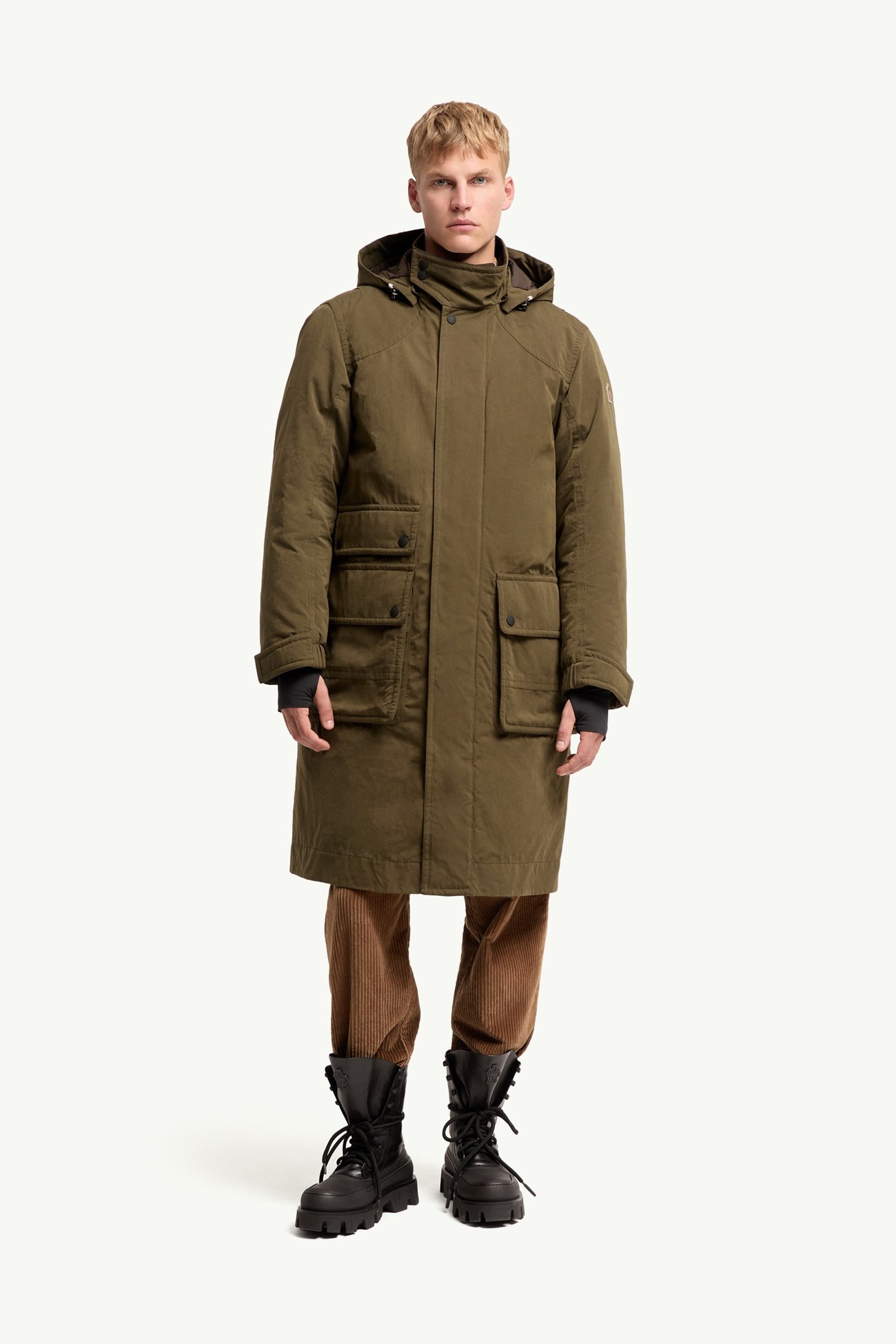 Allaine長身夾層連帽帆布派克大衣 男士 橄欖綠色 Moncler 3