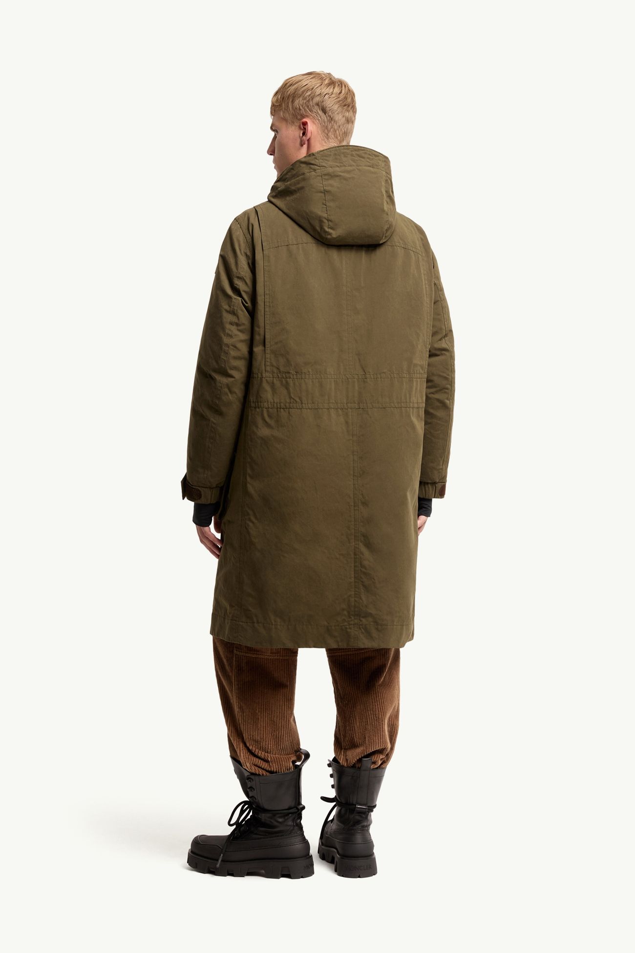 Allaine Long Padded Hooded Canvas Parka Jacket Men Olive Green Moncler 4
