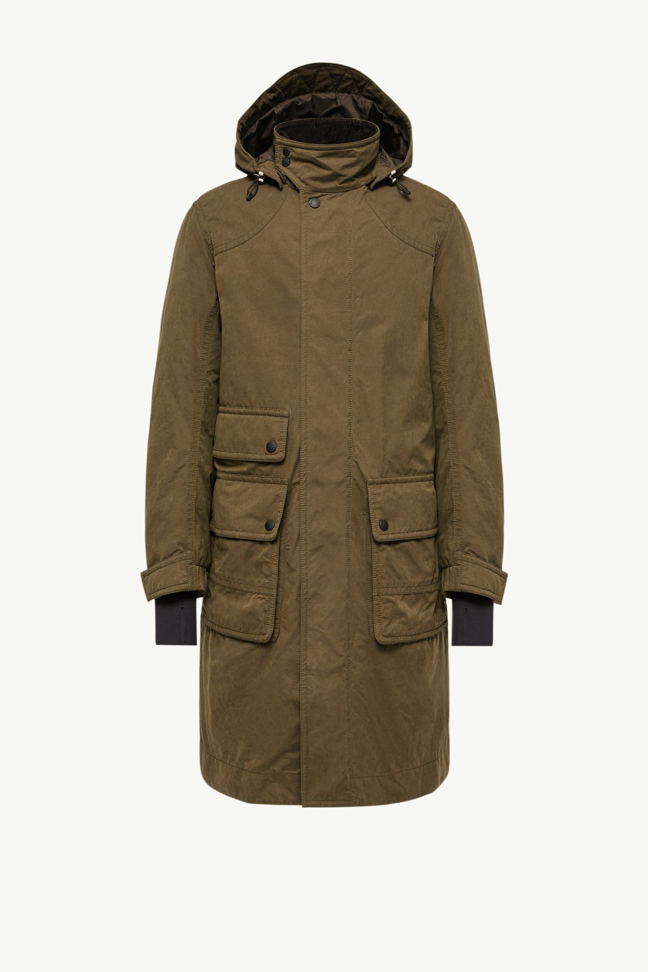 Allaine Long Padded Hooded Canvas Parka Jacket Men Olive Green Moncler 2