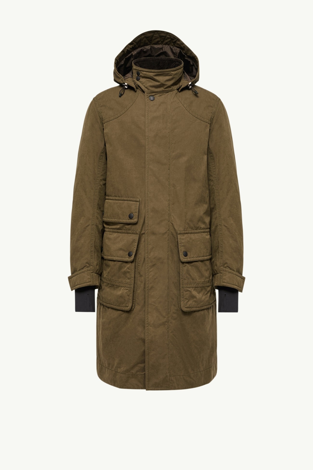 Allaine男士长款加衬连帽帆布派克大衣 男士 橄榄绿 Moncler 2