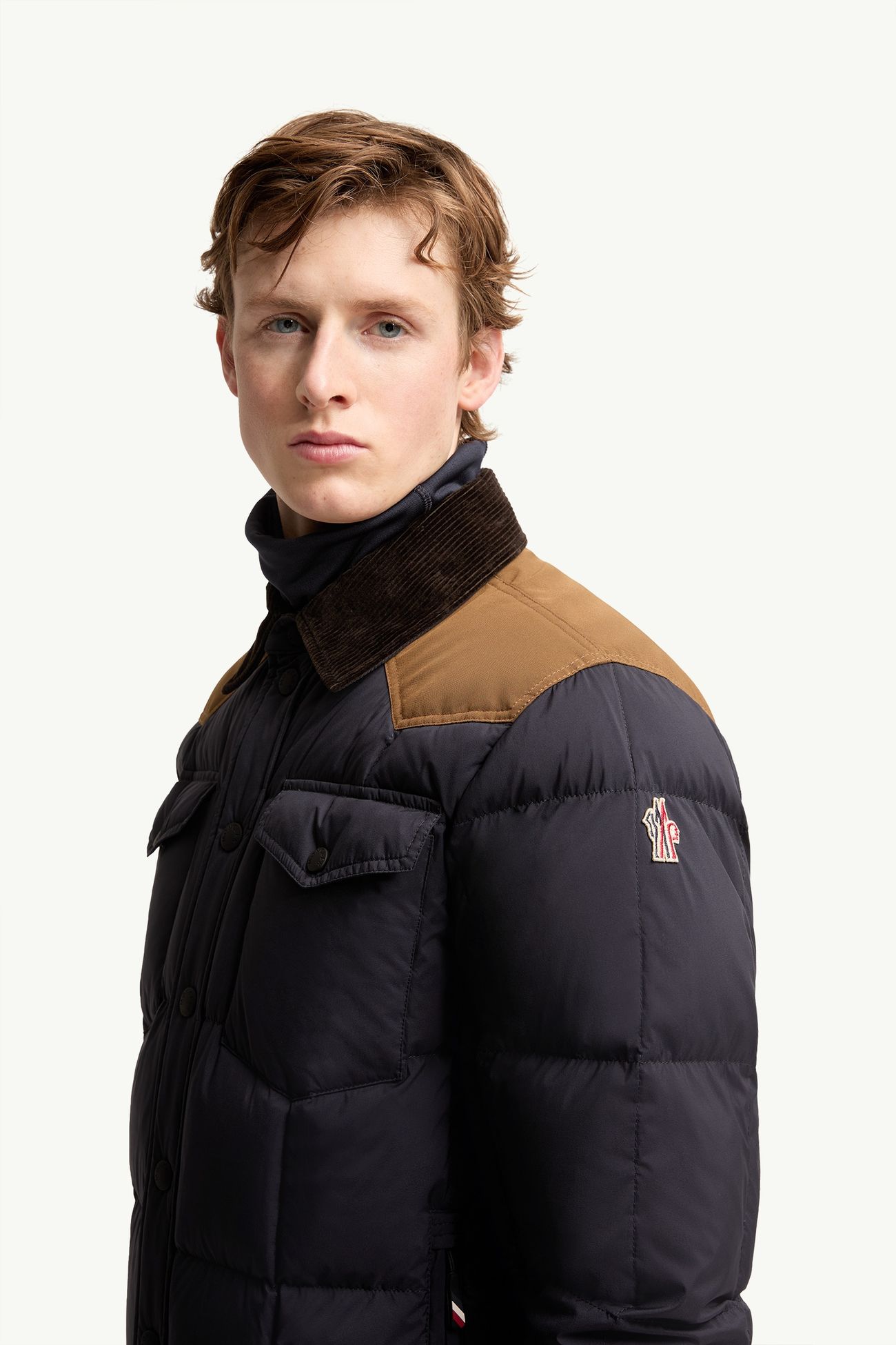 Geltech Corduroy-Trimmed Down Ski Jacket Men Navy Blue Moncler 1