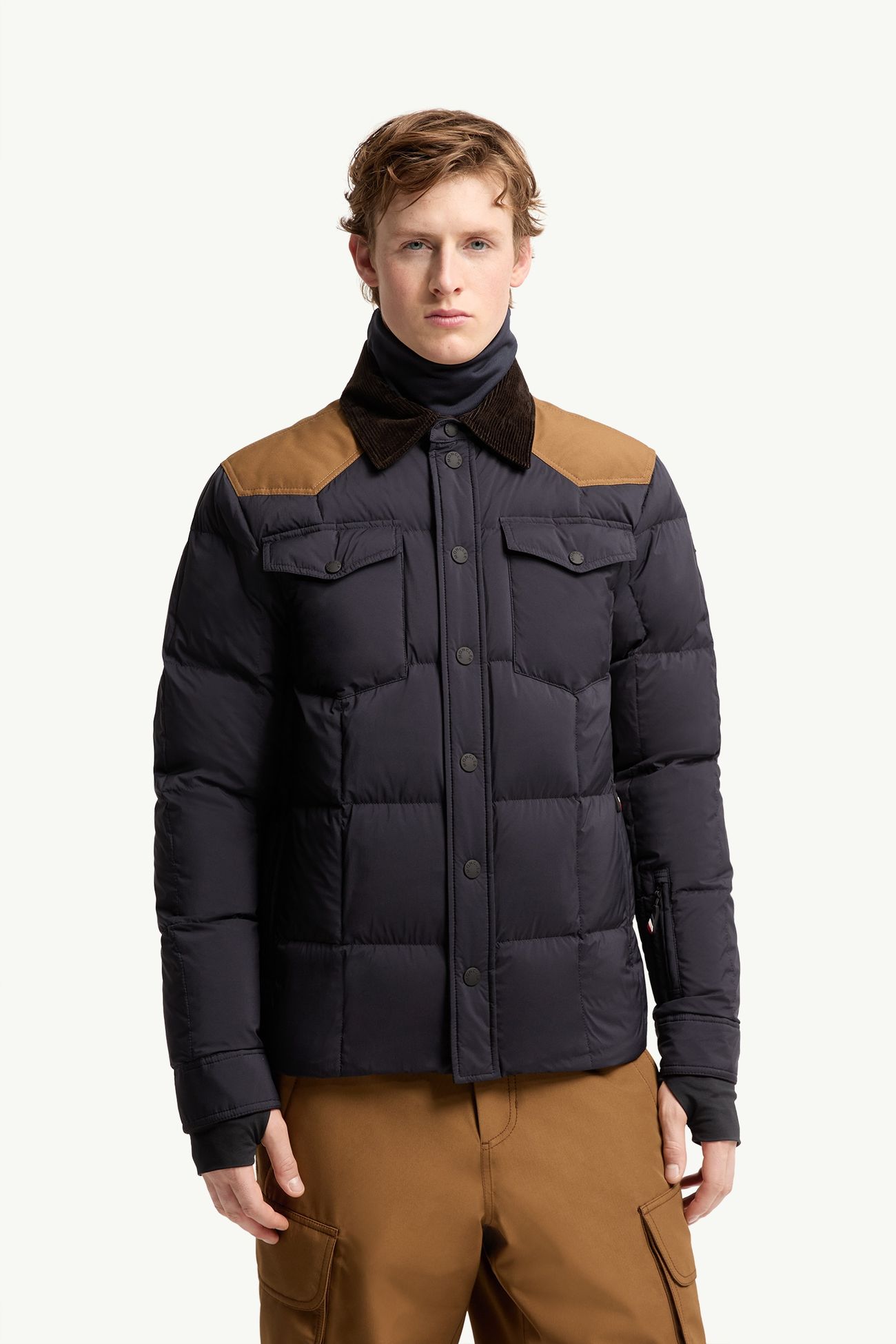 Geltech Corduroy-Trimmed Down Ski Jacket Men Navy Blue Moncler 3
