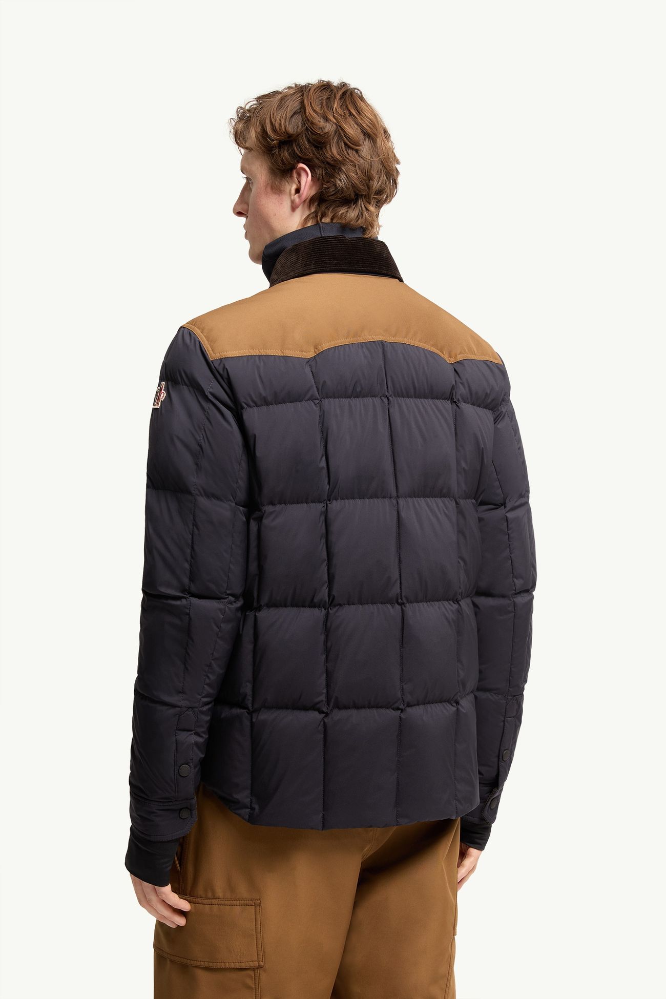 Geltech 코듀로이 트리밍 다운 스키 재킷 남성 네이비 블루 Moncler 4
