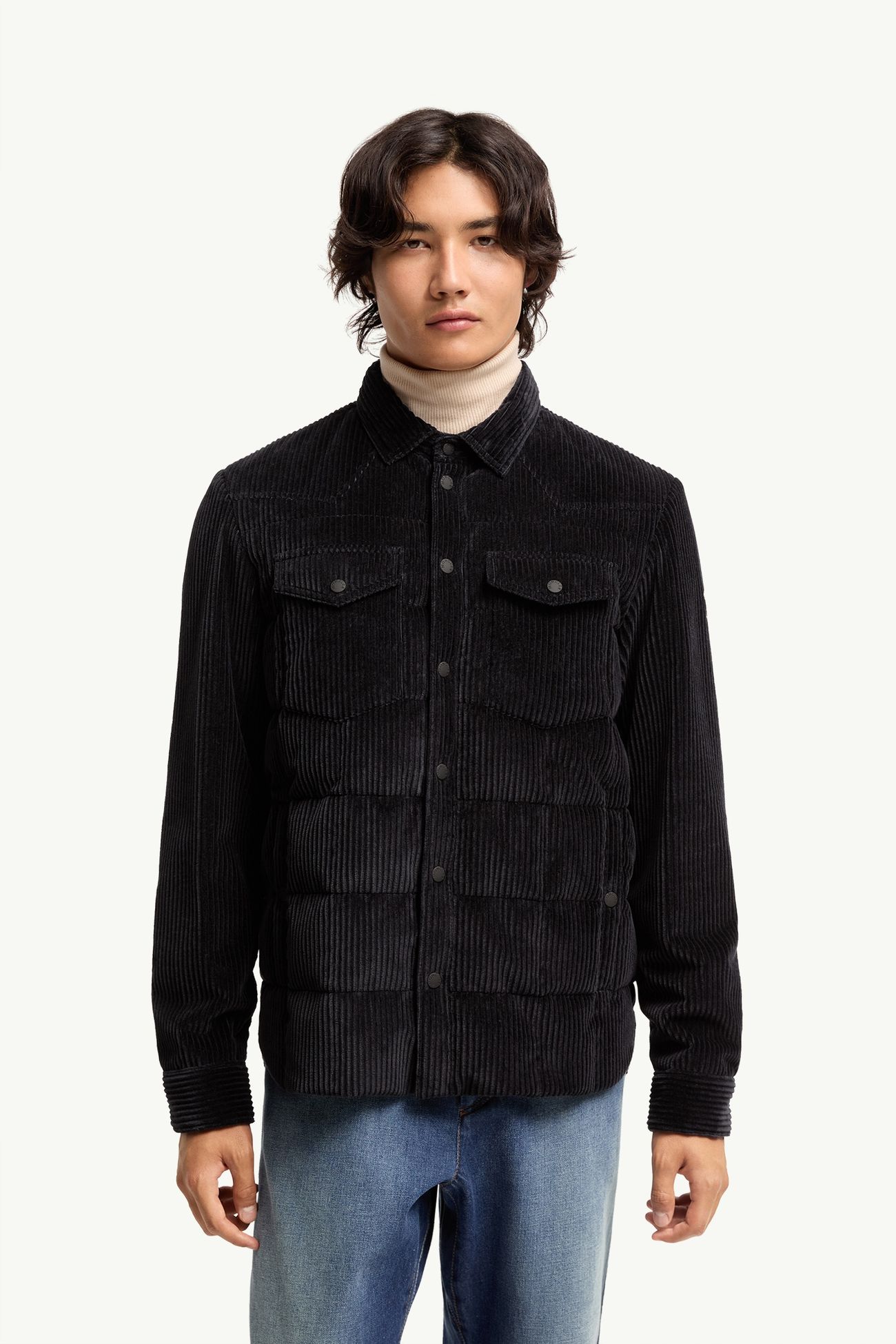 Gelt Corduroy Down Shirt Jacket Men Navy Blue Moncler 3