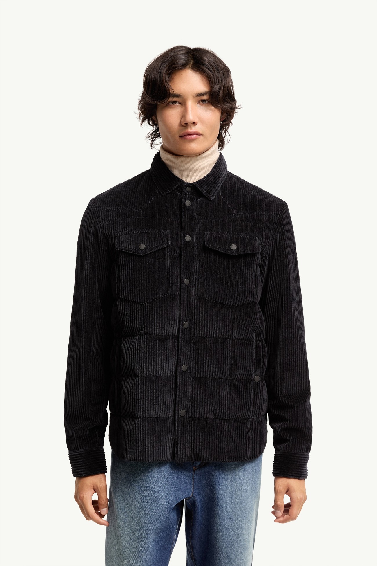 Giacca camicia imbottita in velluto a coste Gelt Uomo Blu Navy Moncler 3