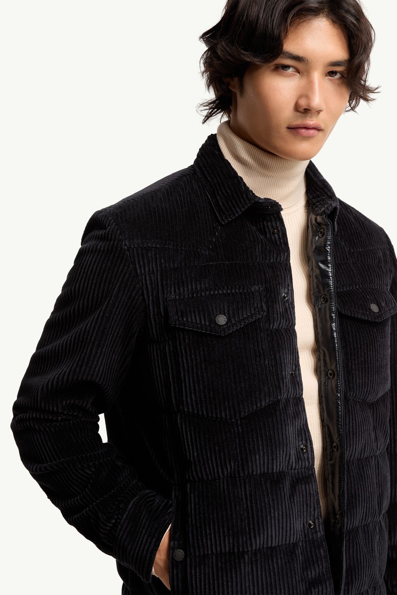Gelt Corduroy Down Shirt Jacket Men Navy Blue Moncler 5