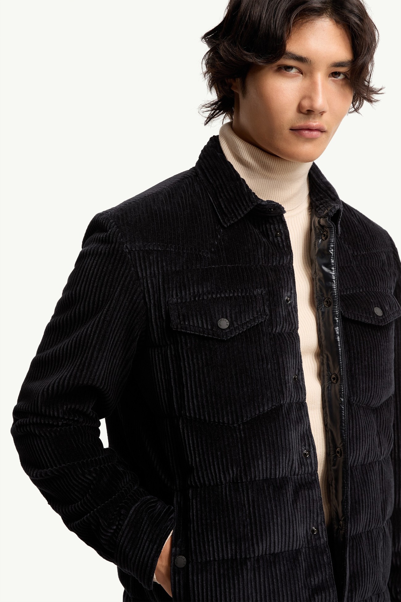 Giacca camicia imbottita in velluto a coste Gelt Uomo Blu Navy Moncler 5