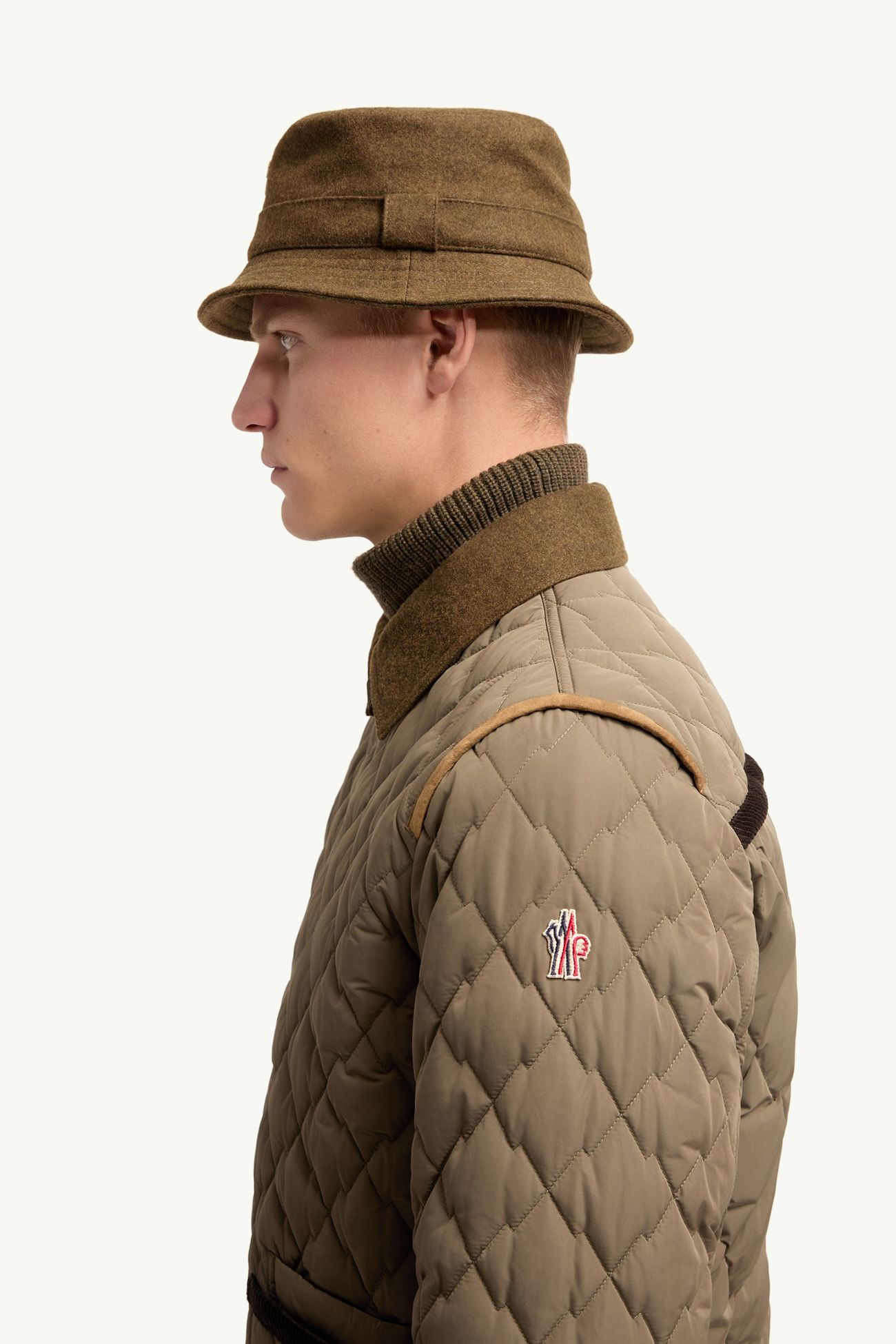 Soleil Corduroy and Loden Trimmed Down Shirt Jacket Men Olive Green Moncler 1