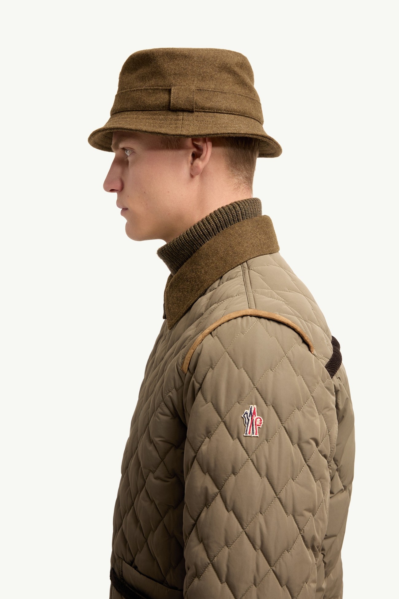 Soleil Corduroy and Loden Trimmed Down Shirt Jacket Men Olive Green Moncler 1