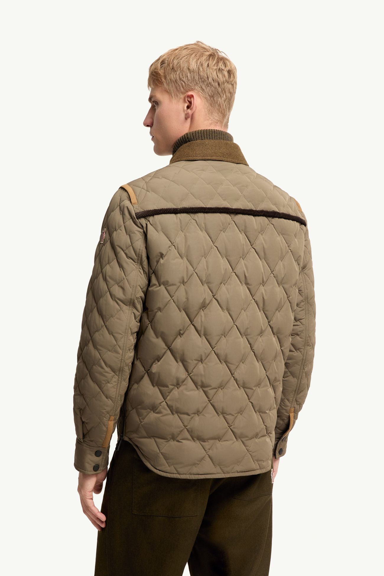 Soleil Corduroy and Loden Trimmed Down Shirt Jacket Men Olive Green Moncler 4