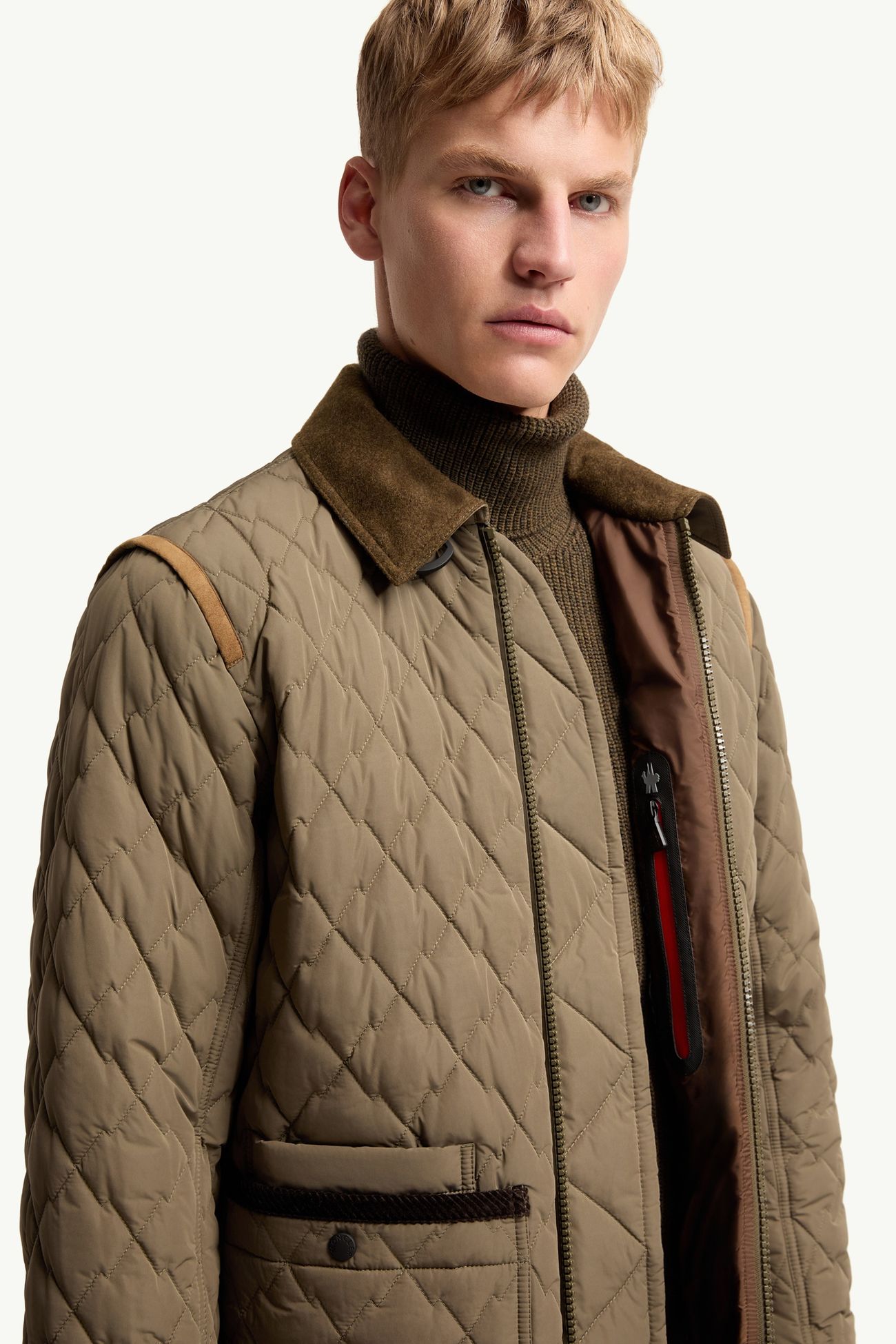 Soleil Corduroy and Loden Trimmed Down Shirt Jacket Men Olive Green Moncler 5