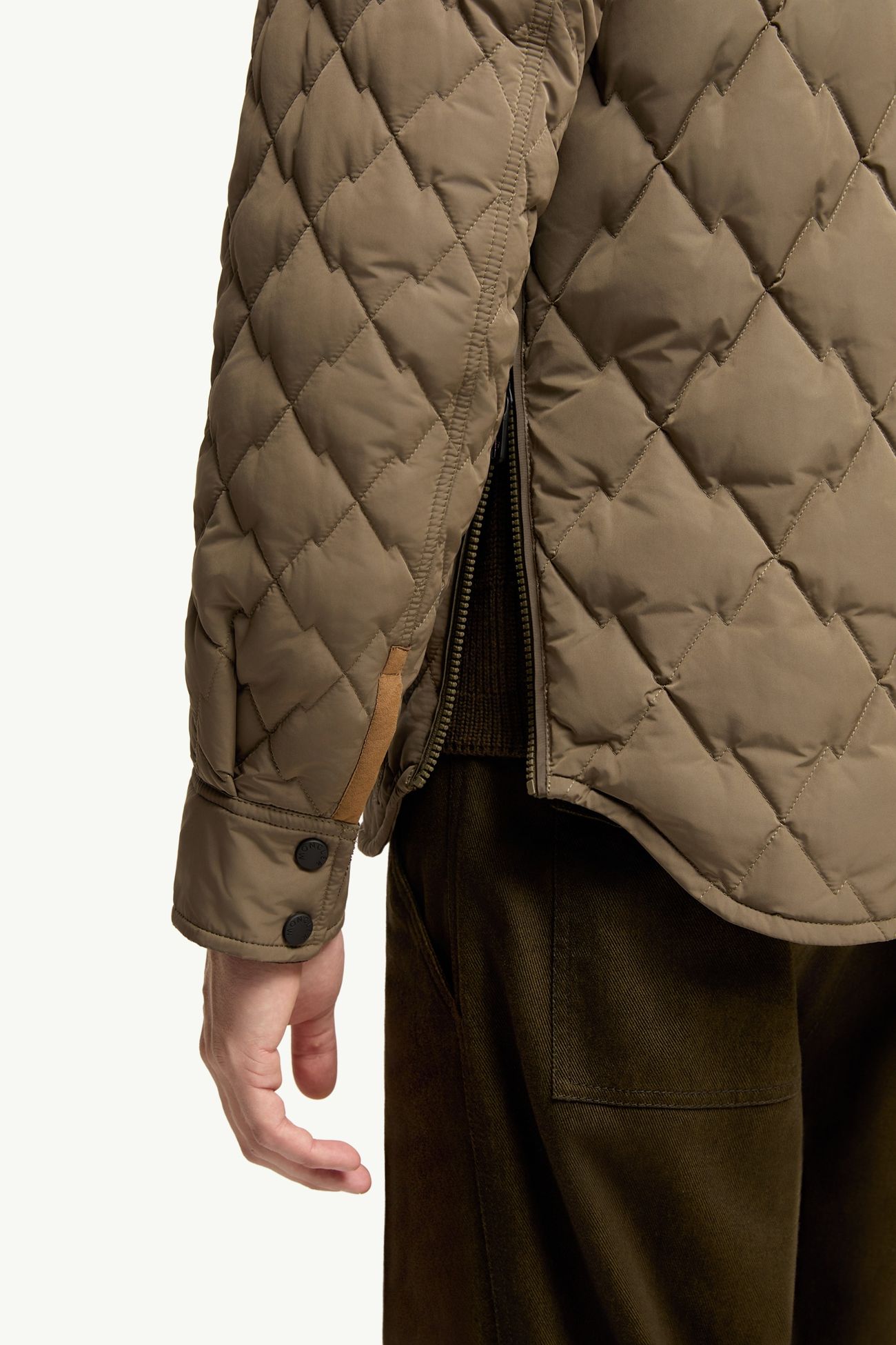Soleil Corduroy and Loden Trimmed Down Shirt Jacket Men Olive Green Moncler 7