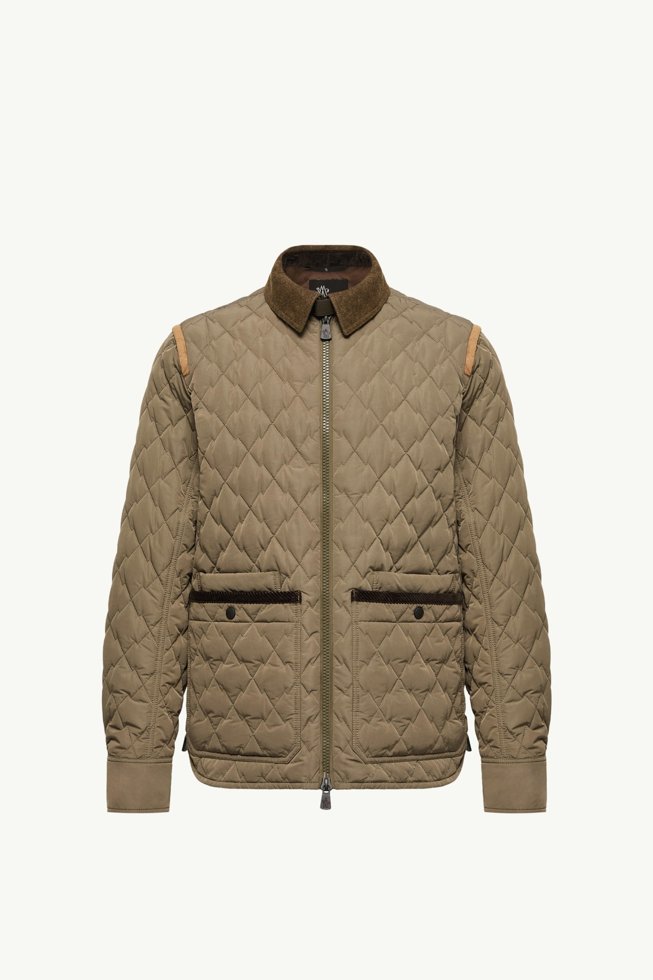 Soleil Corduroy and Loden Trimmed Down Shirt Jacket Men Olive Green Moncler 2