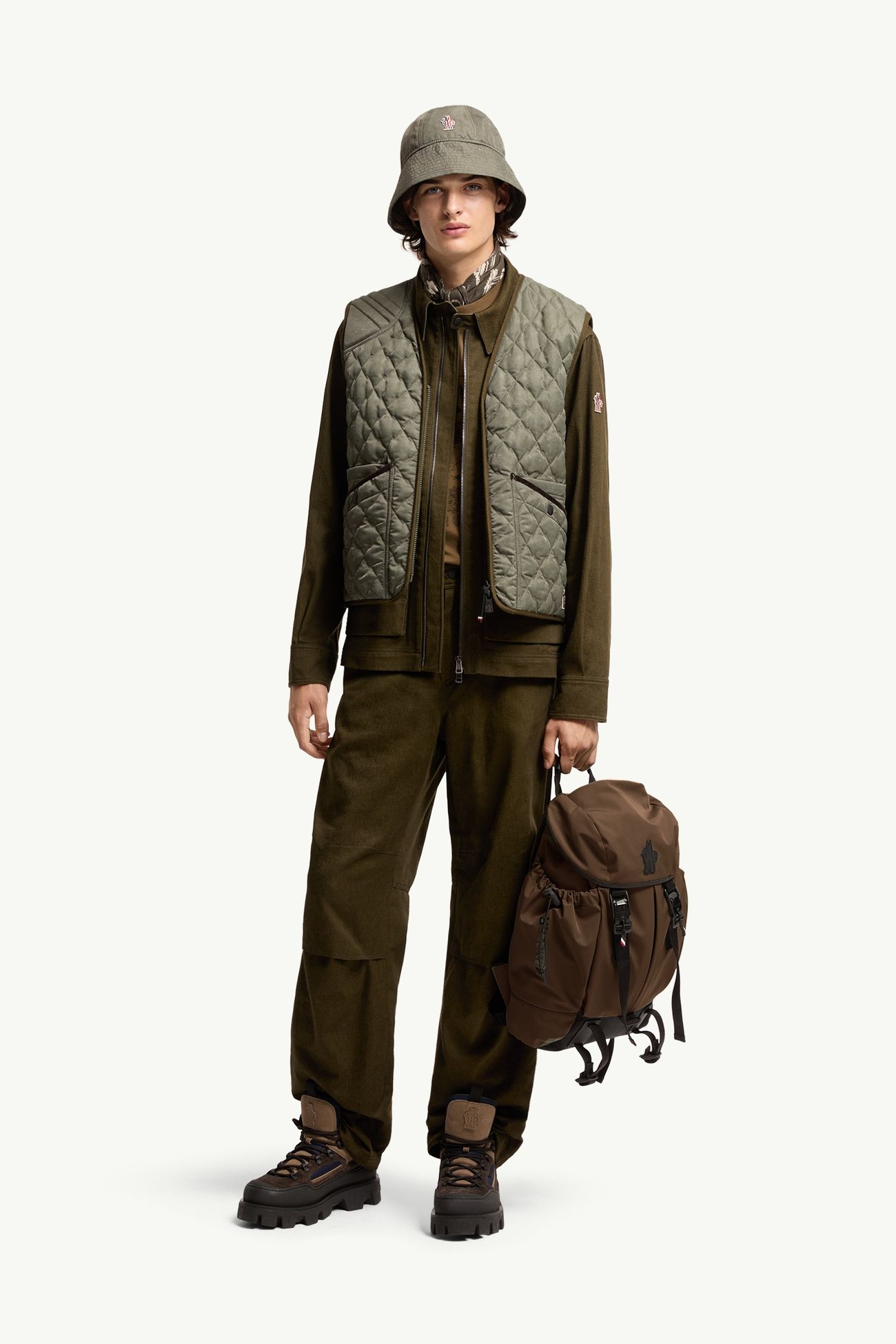 Straight Leg Cotton Trousers Men Olive Green Moncler 0