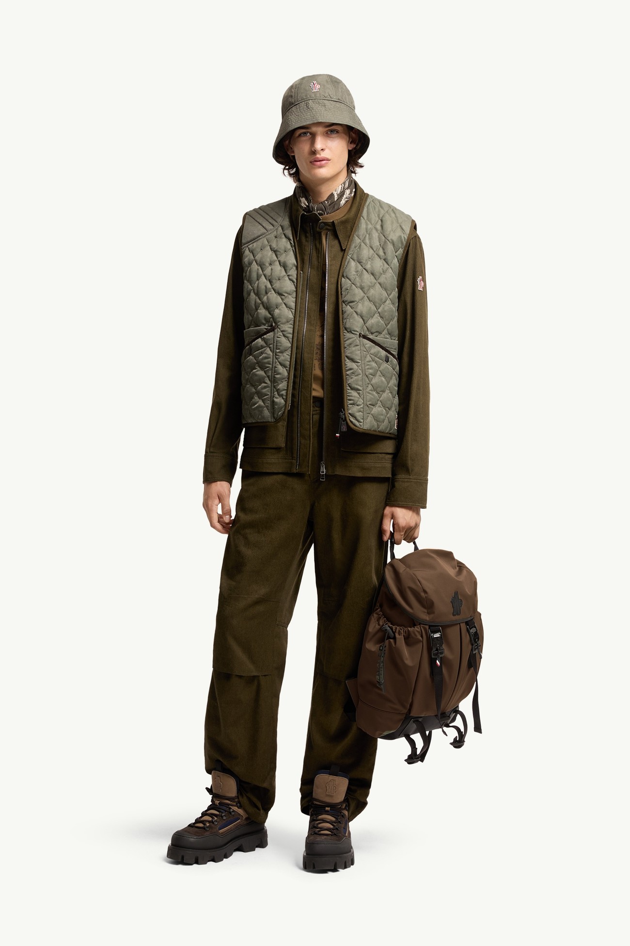 Straight Leg Cotton Trousers Men Olive Green Moncler 0