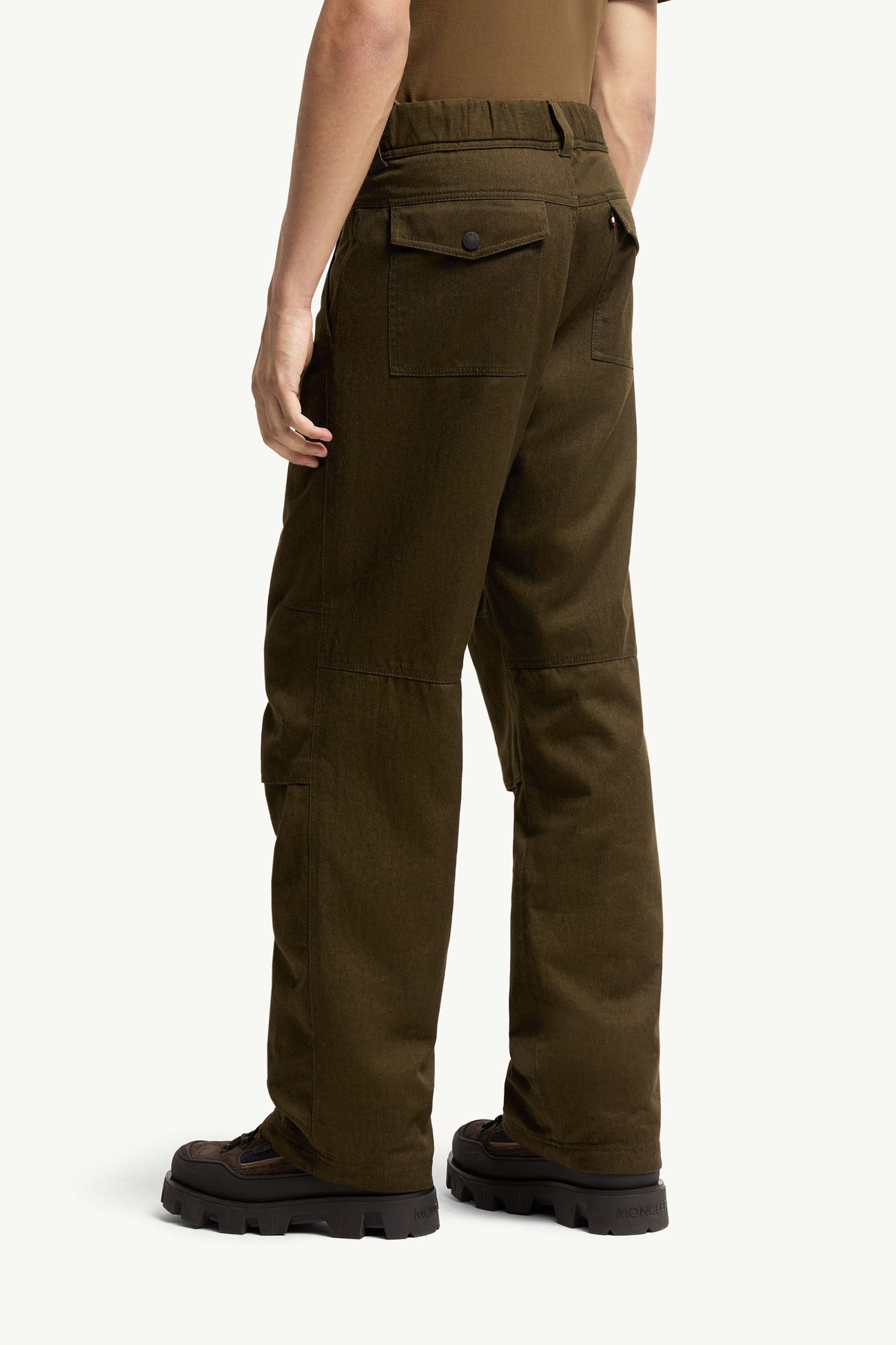 Pantalones de pernera recta de algodón Hombre Verde Oliva Moncler 4