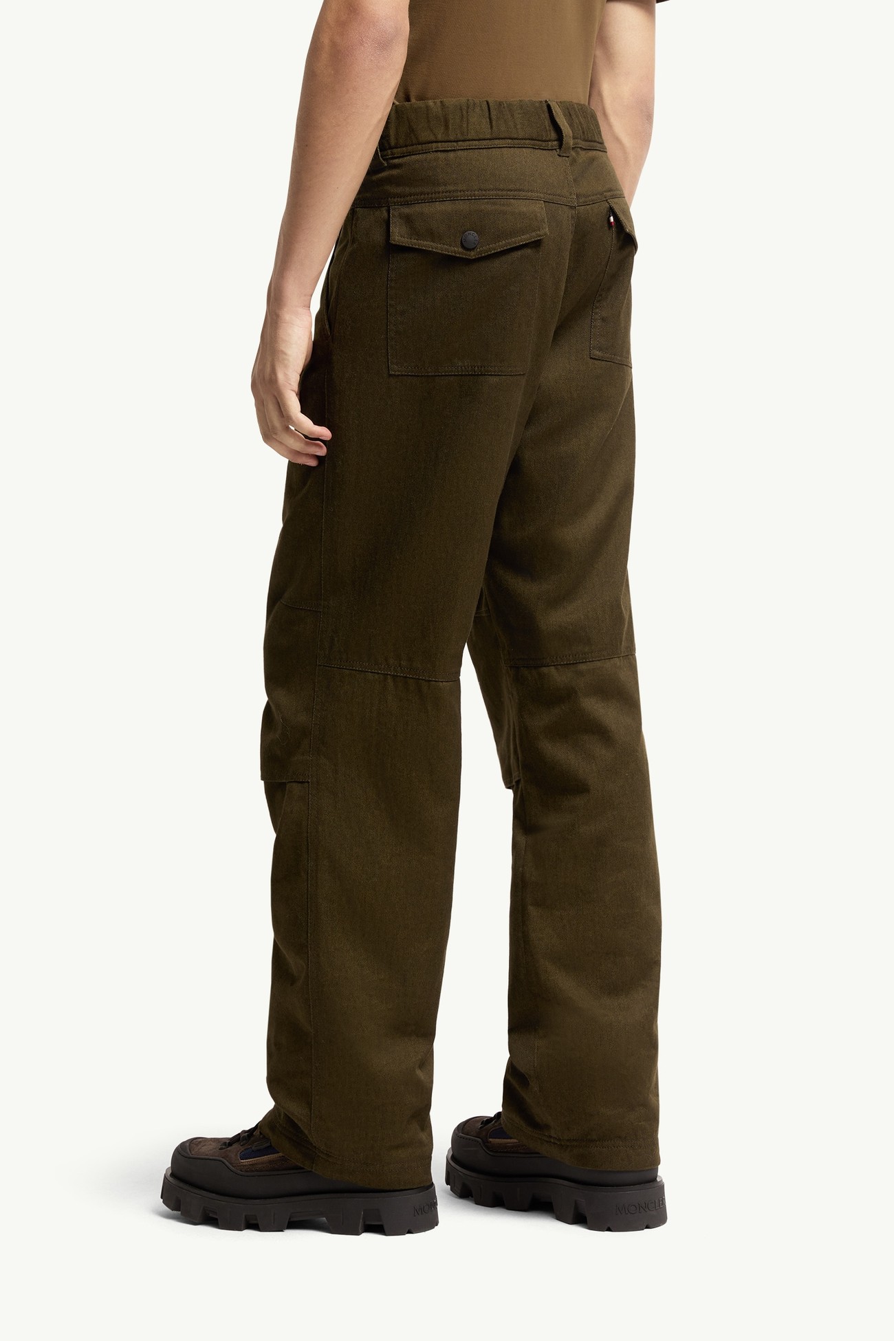 Straight Leg Cotton Trousers Men Olive Green Moncler 4