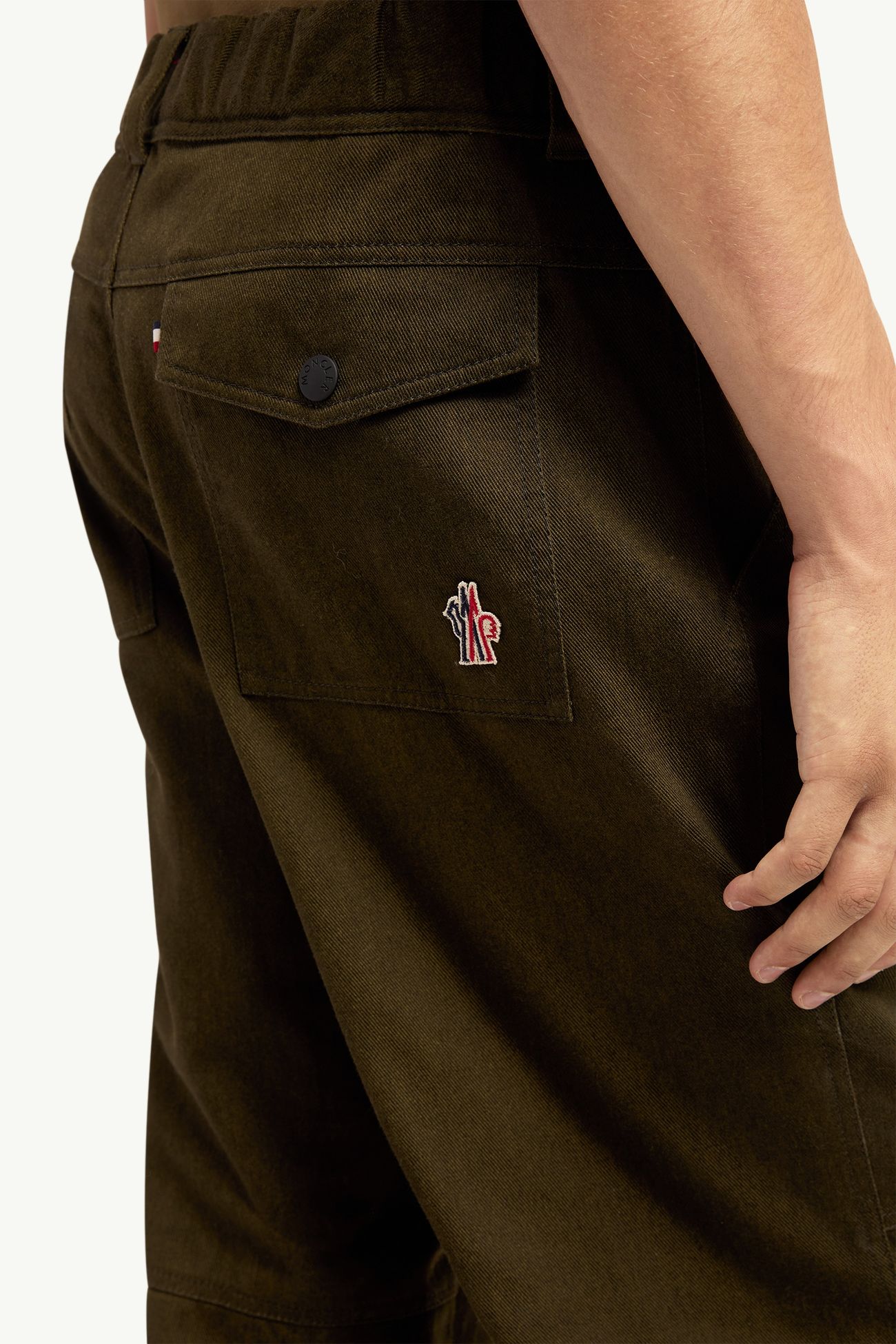Straight Leg Cotton Trousers Men Olive Green Moncler 5
