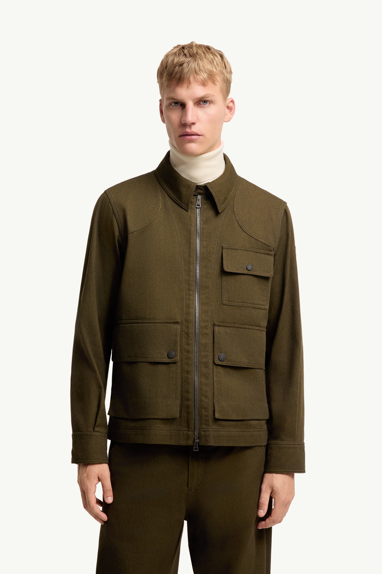 棉質長袖恤衫 男士 橄欖綠色 Moncler 3