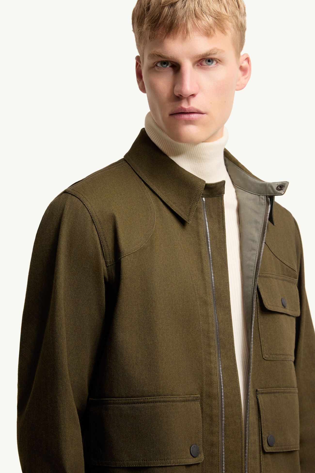 Cotton Long Sleeve Shirt Men Olive Green Moncler 5