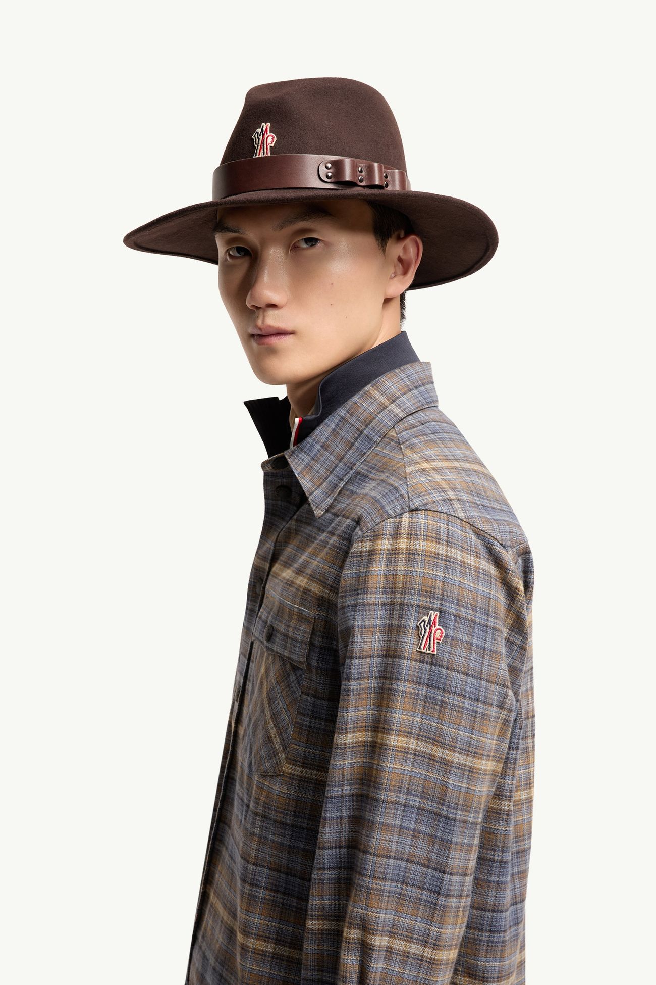男士棉质格纹衬衫 男士 浅蓝色 & 米色 Moncler 1