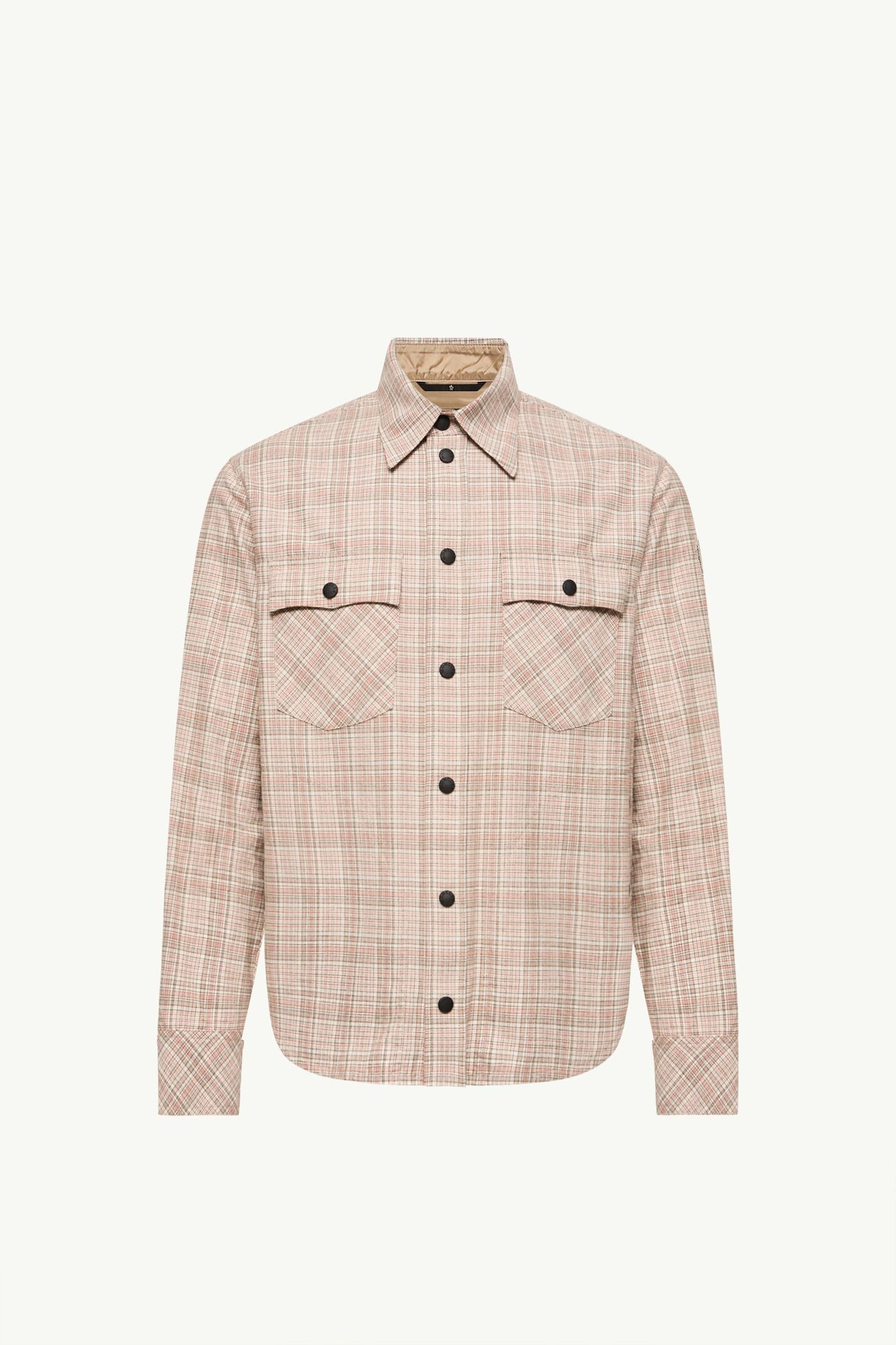 Long Sleeve Check Cotton Shirt Men Beige & Pink Moncler 2