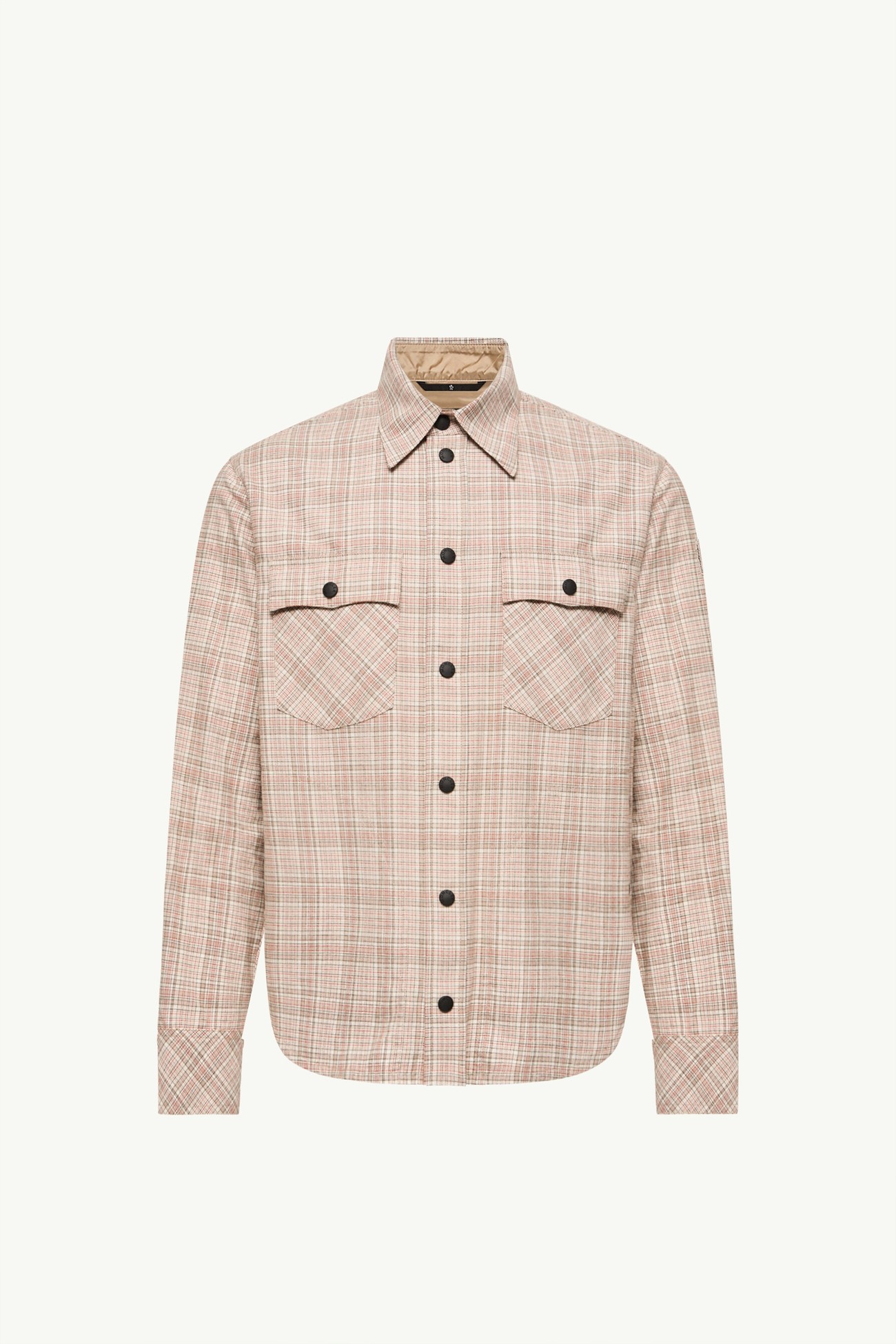 Long Sleeve Check Cotton Shirt Men Beige & Pink Moncler 2