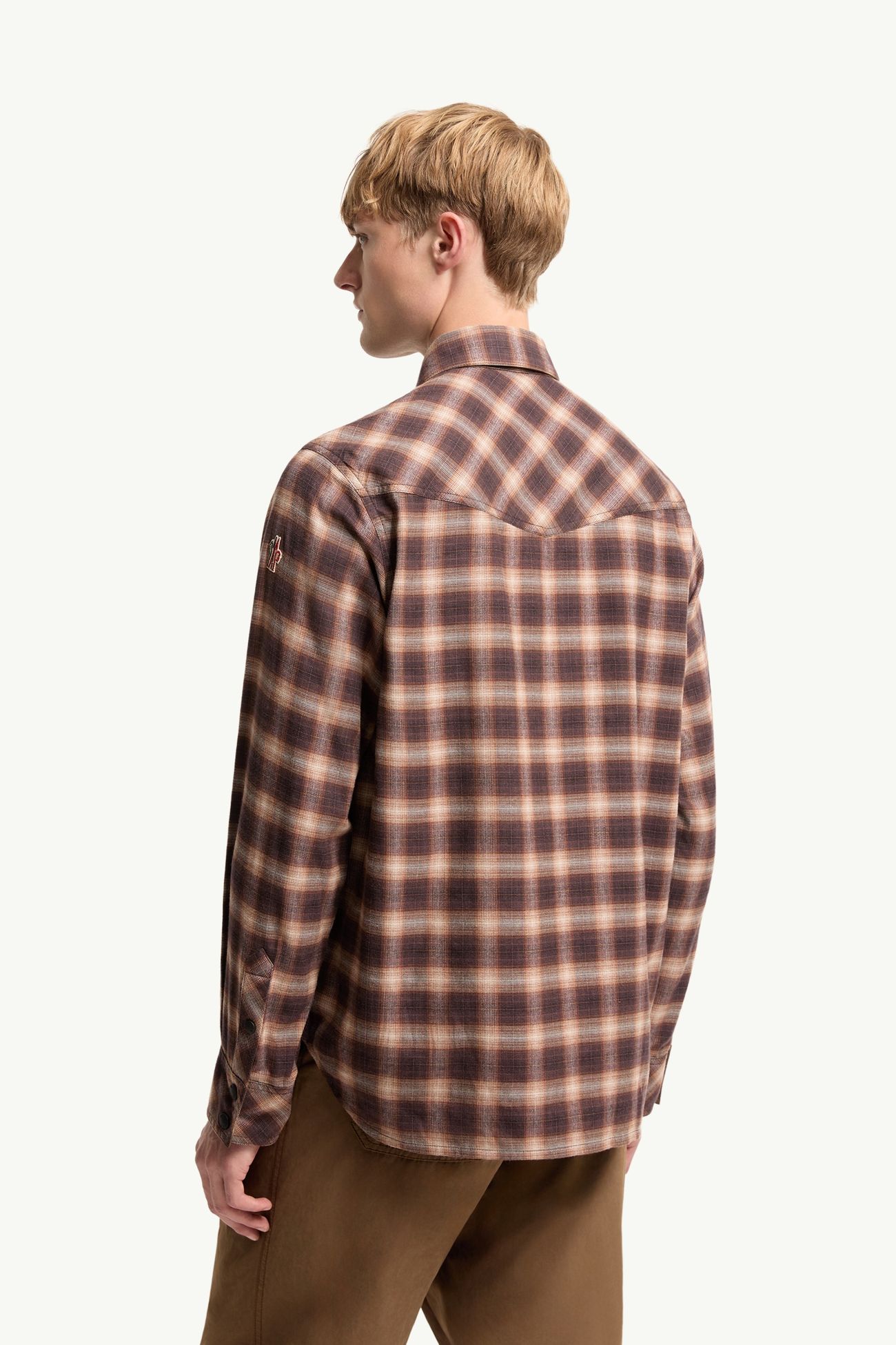 Camisa de manga larga de mezcla de algodón de cuadros Hombre Marrón Moncler 4