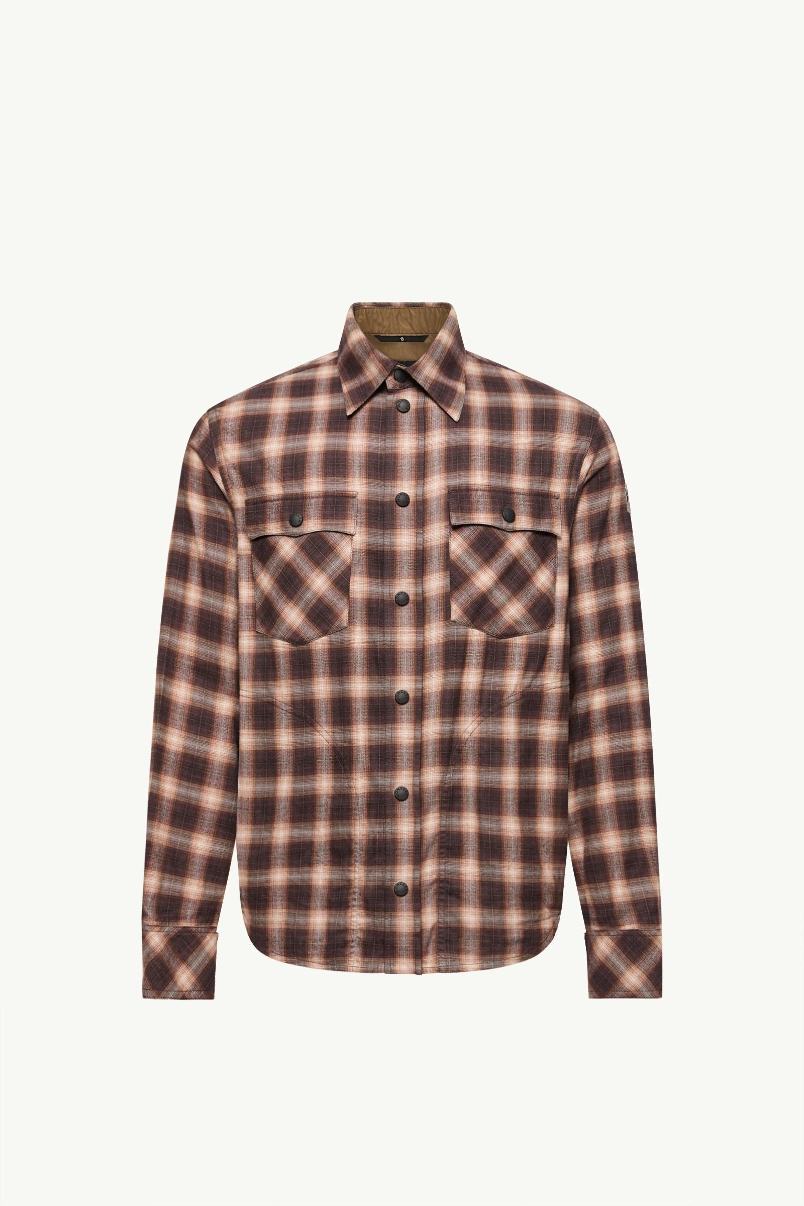 Check Cotton Blend Long Sleeve Shirt Men Brown Moncler, 1 of 0