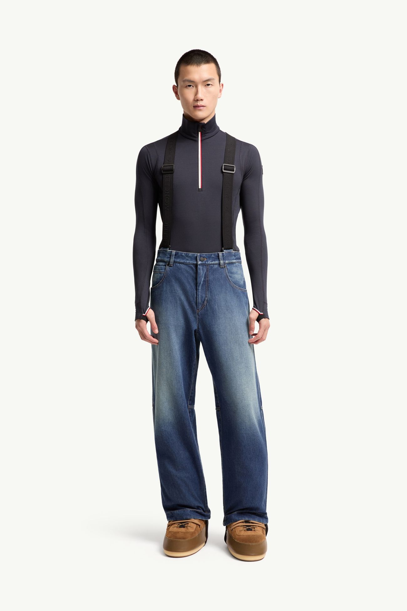 Denim Ski Trousers Men Denim Blue Moncler 3