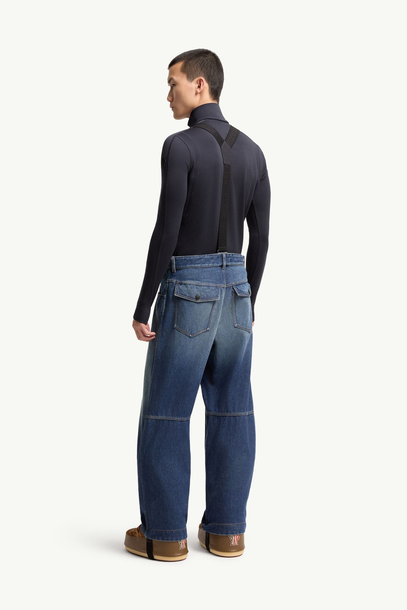 Denim Ski Trousers Men Denim Blue Moncler 4